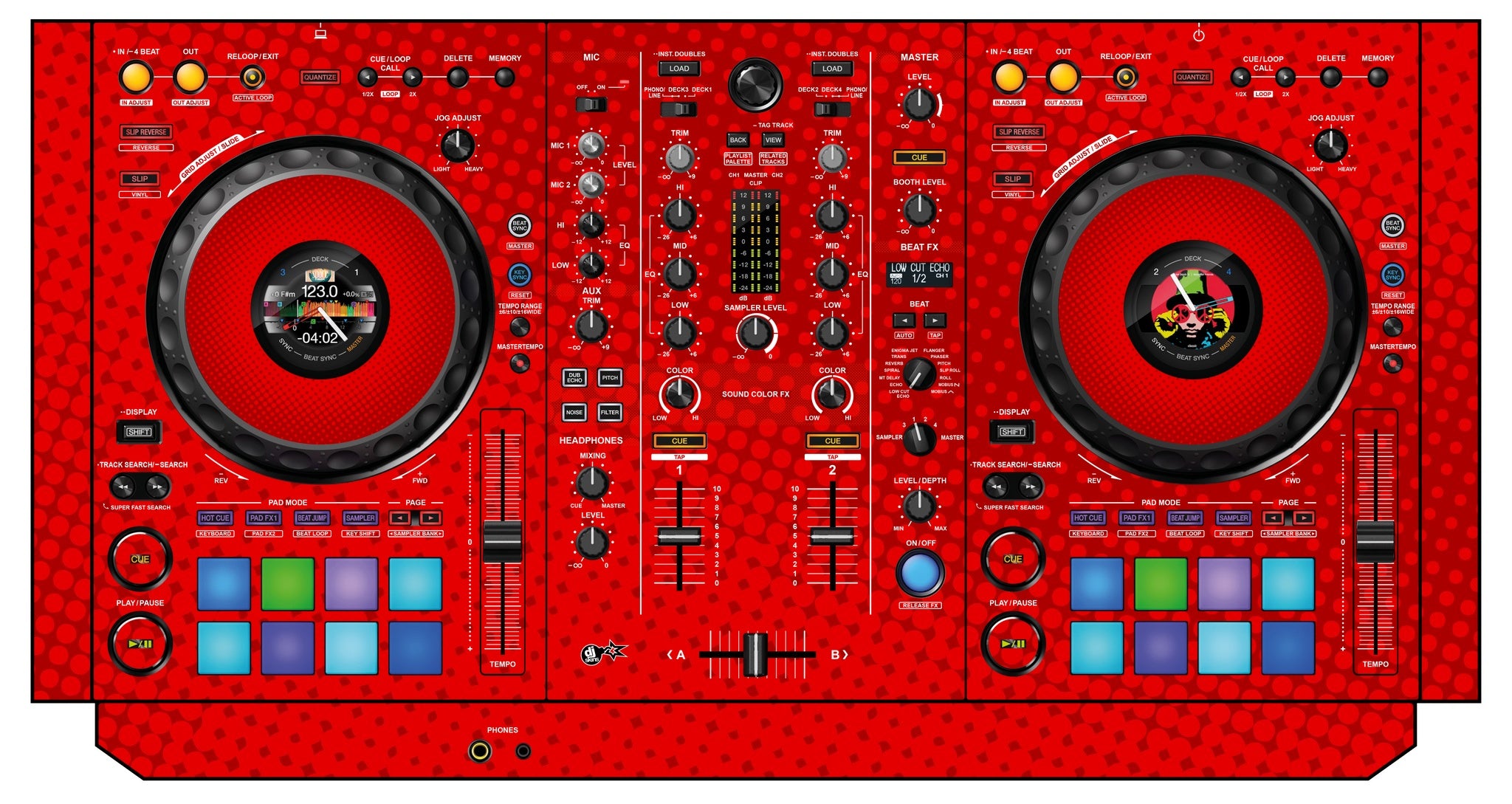 Pioneer DJ DDJ 800 Skin Gradienter Red