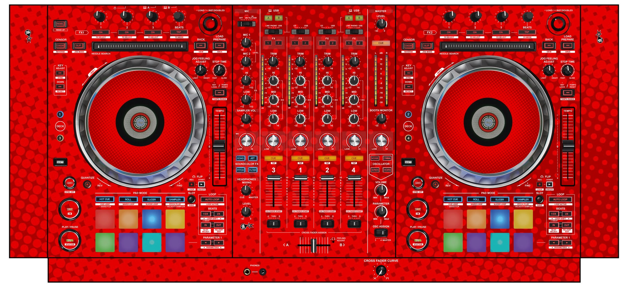 Pioneer DJ DDJ SZ 2 Skin Gradienter Red