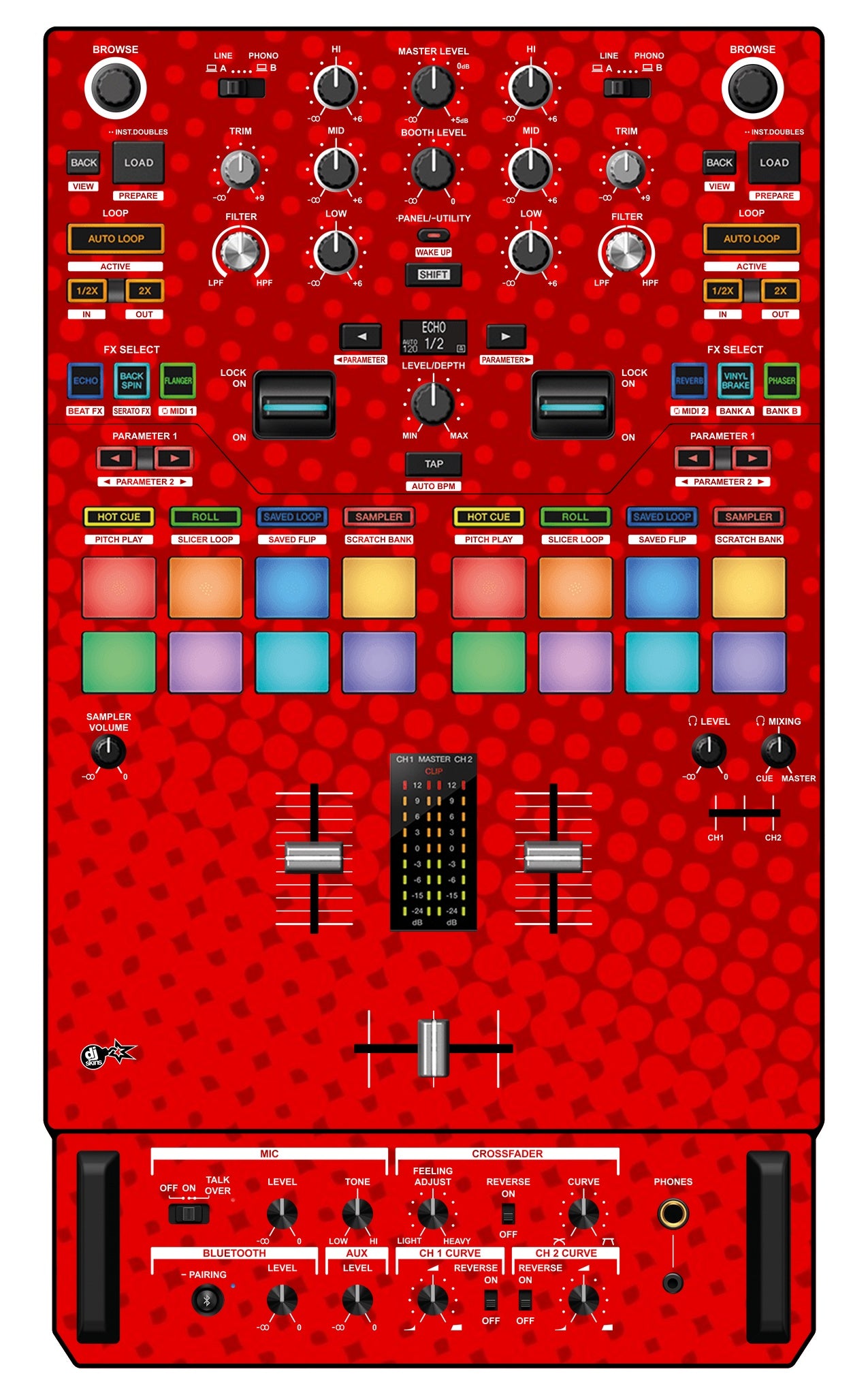 Pioneer DJ DJM S7 Skin Gradienter Red