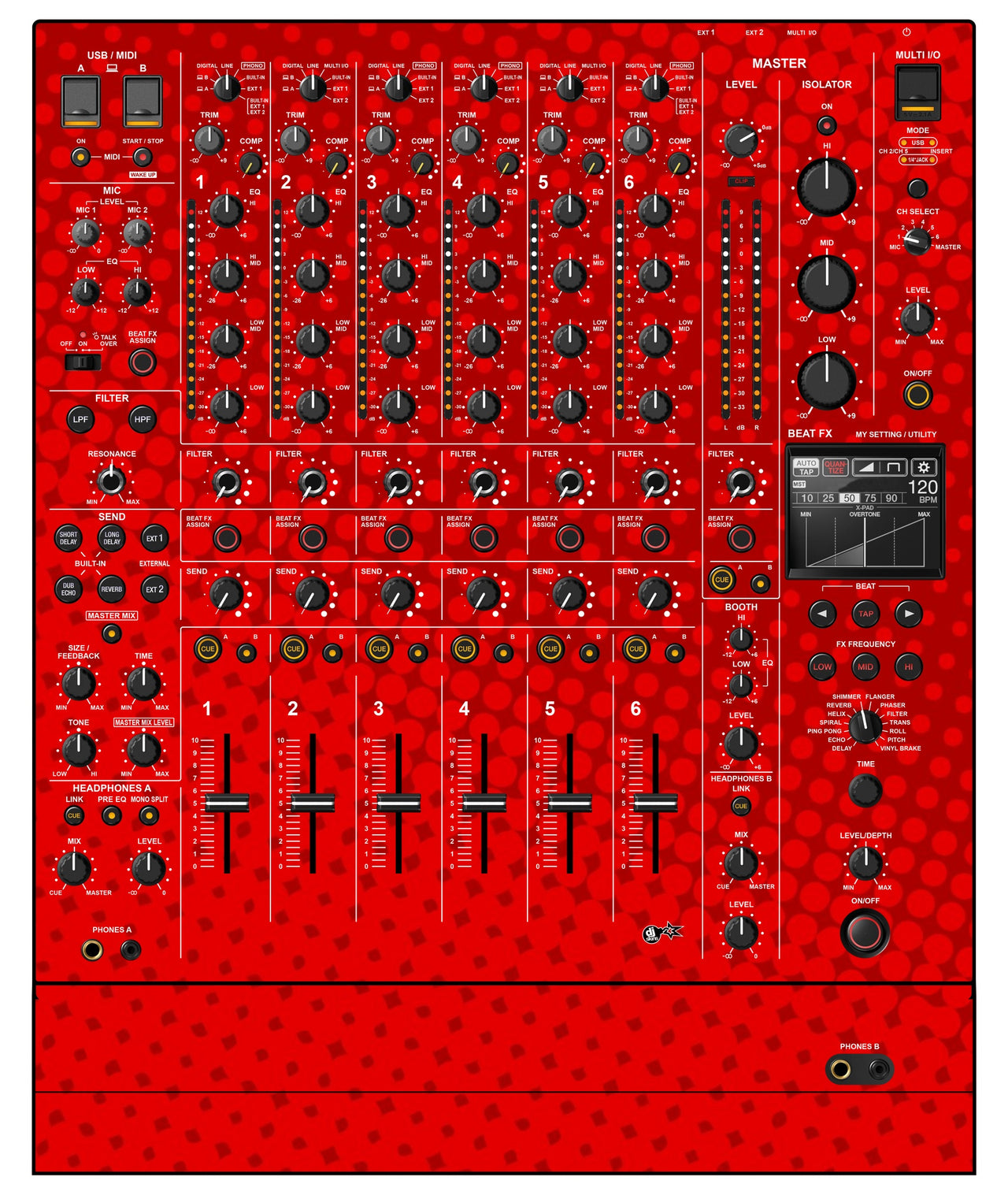 Pioneer DJ DJM V10 LF Skin Gradienter Red