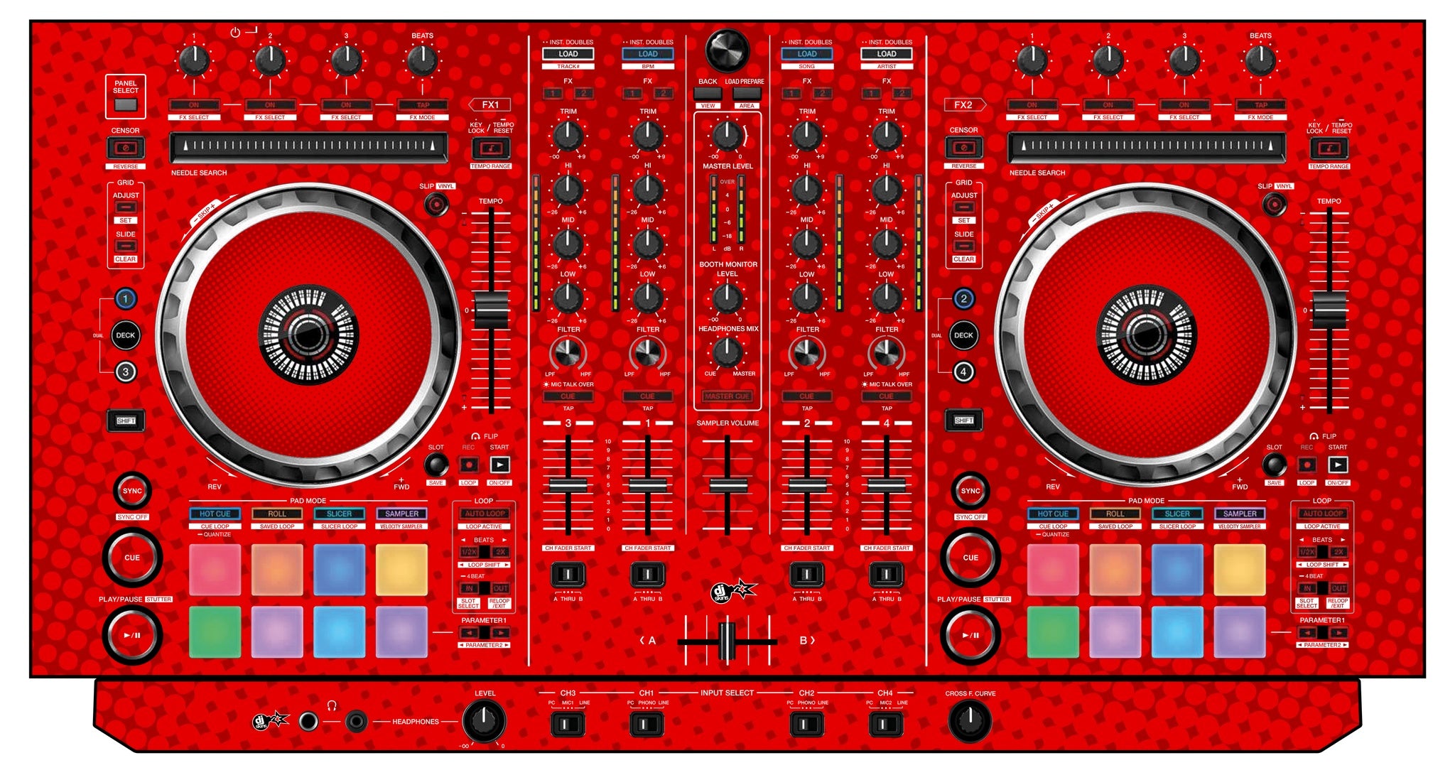 Pioneer DJ DDJ SX 2 Skin Gradienter Red