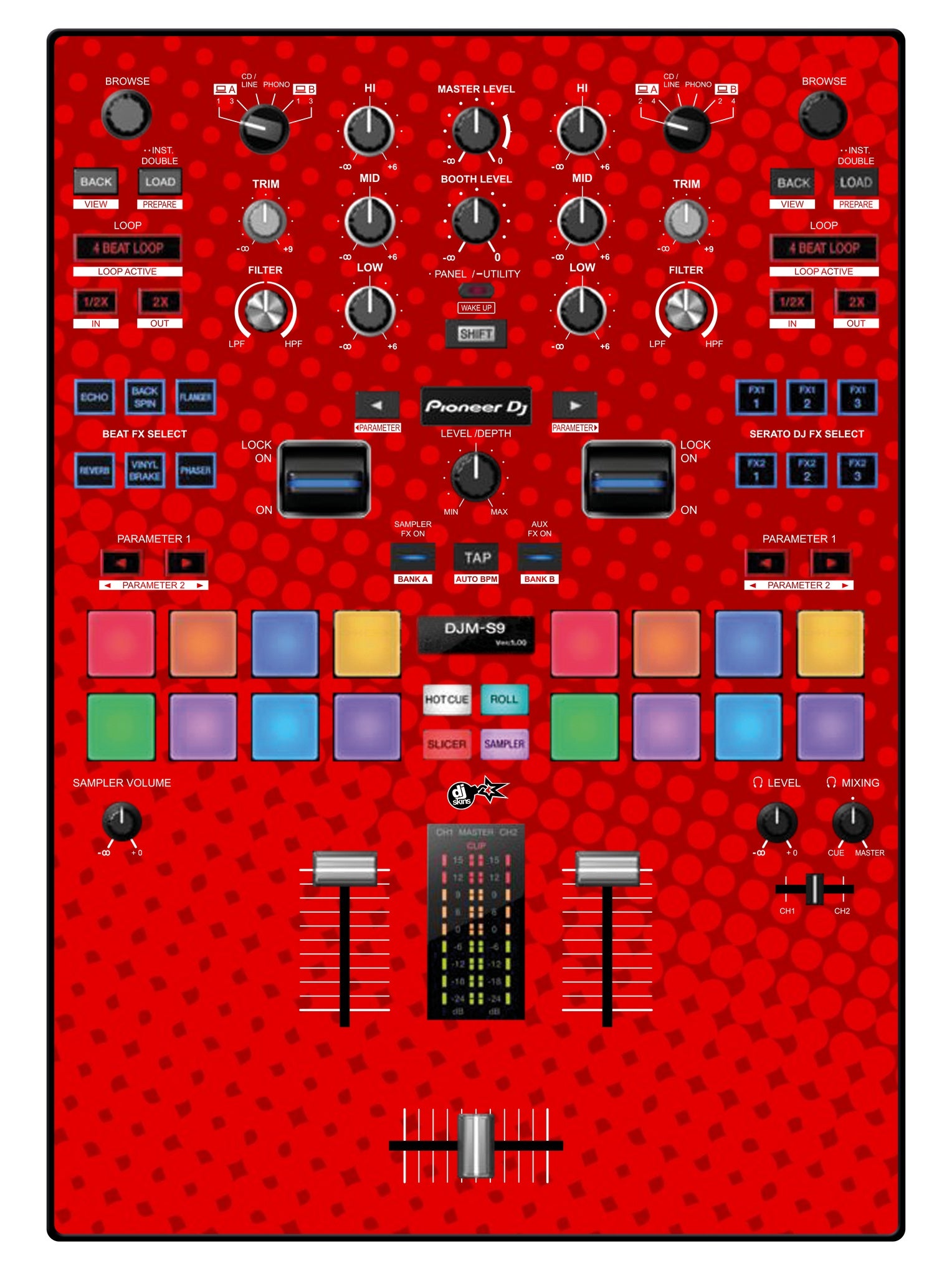 Pioneer DJ DJM S9 Skin Gradienter Red