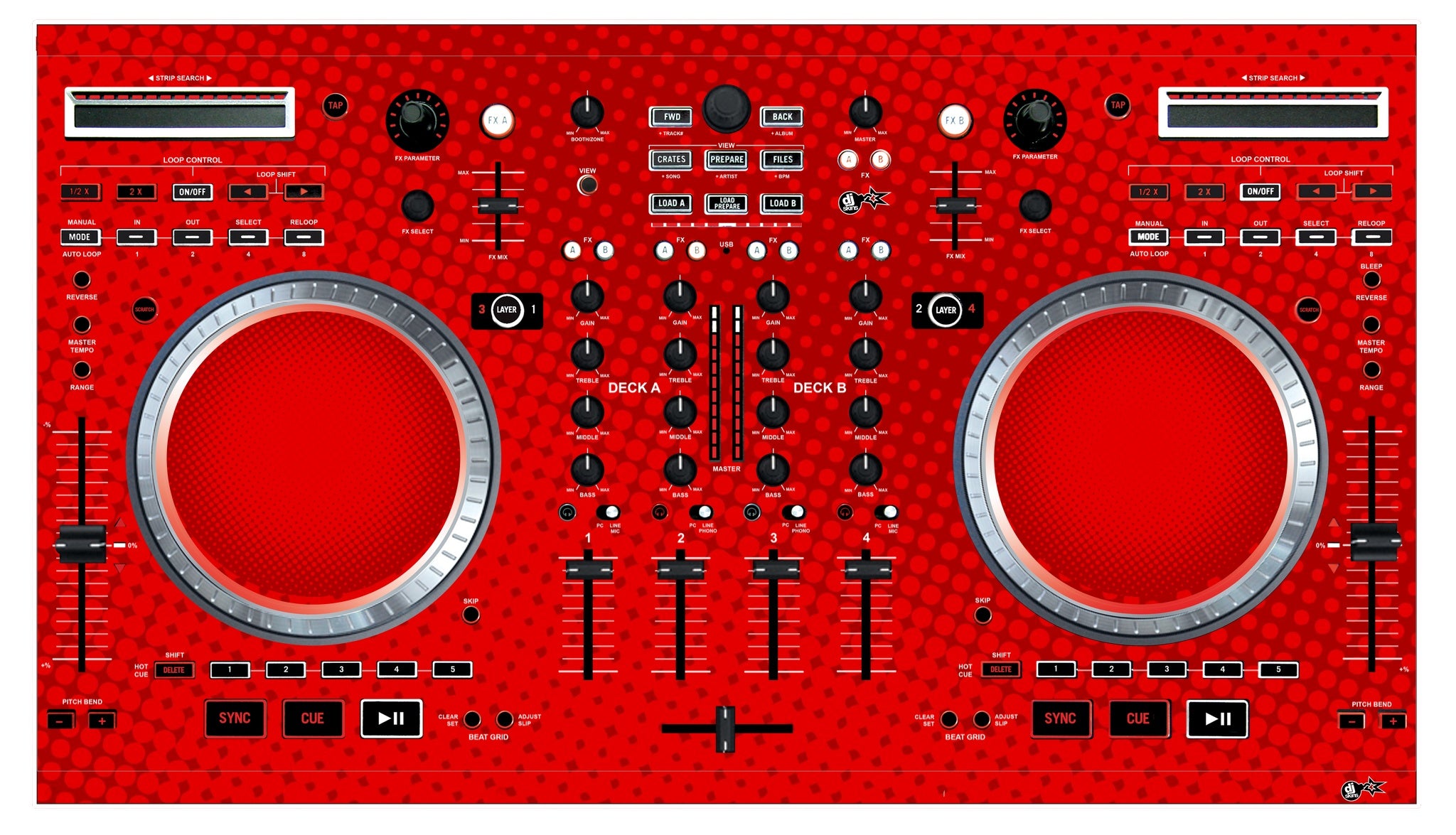 Numark NS 6 Skin Gradienter Red