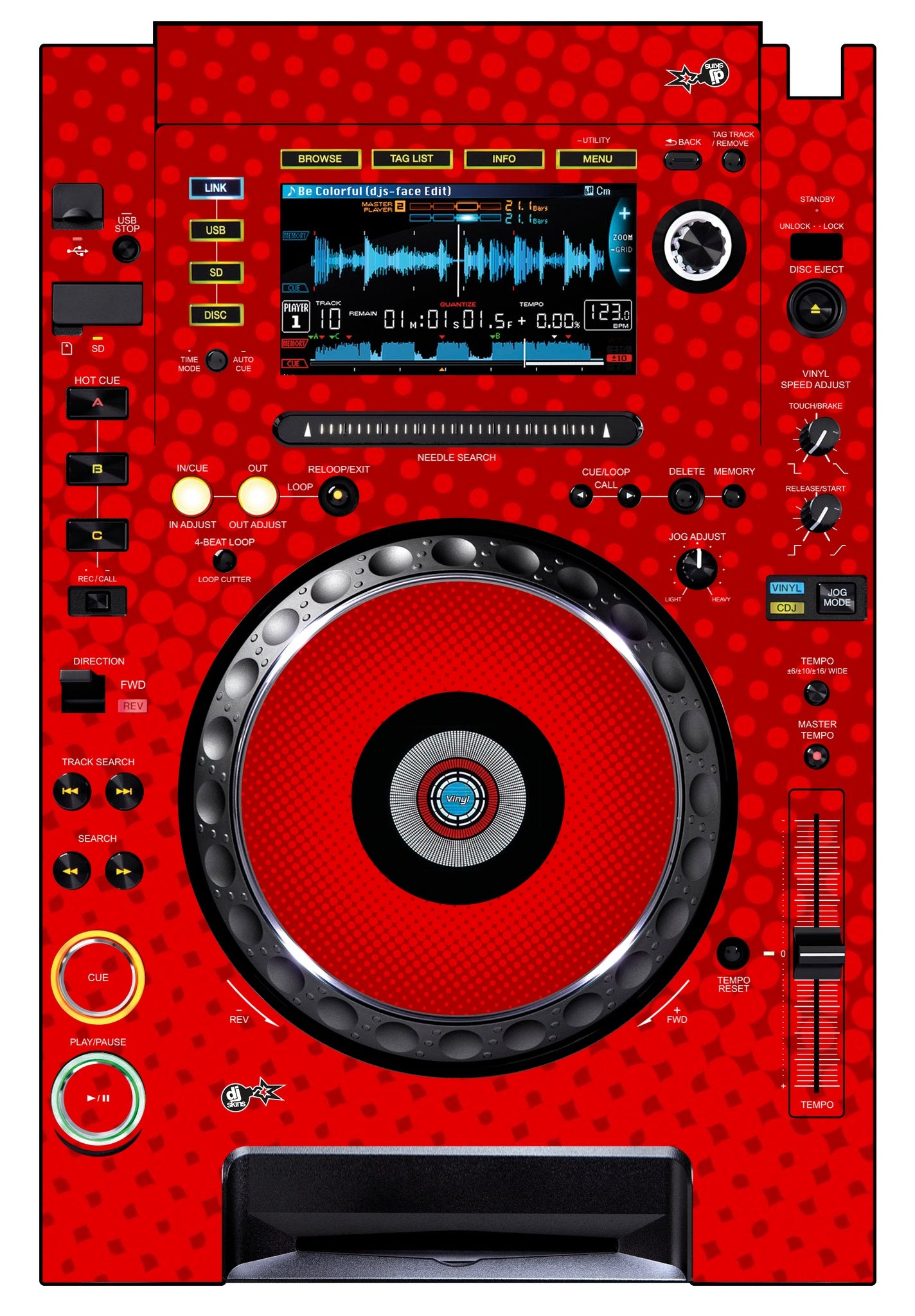 Pioneer DJ CDJ 2000 Skin Gradienter Red