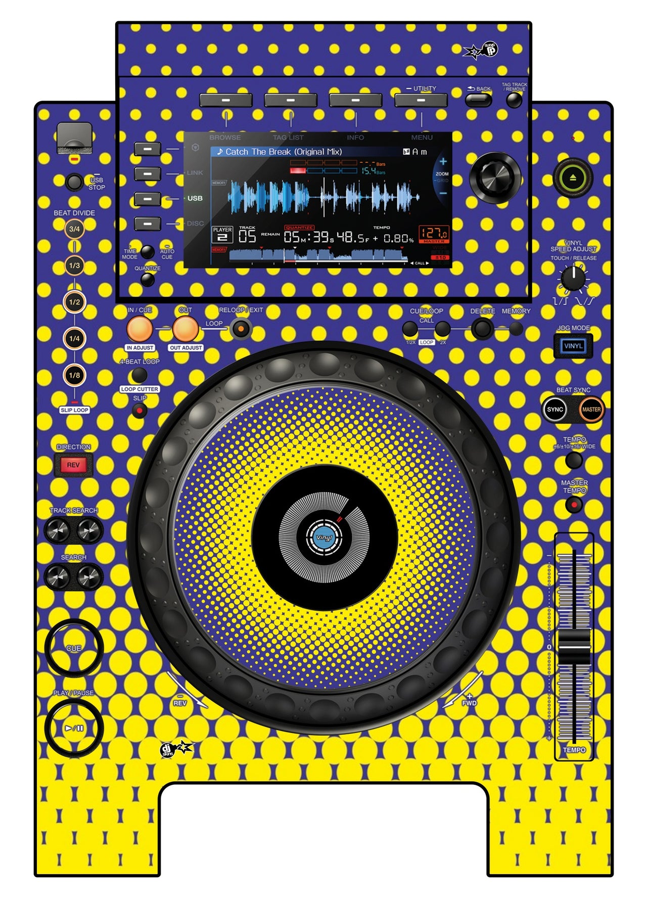 Pioneer DJ CDJ 900 NEXUS Skin Gradienter Straight Lila / Gelb