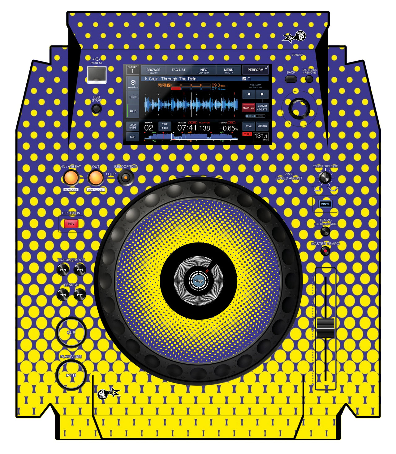 Pioneer DJ XDJ 1000 Skin Gradienter Straight Lila / Gelb