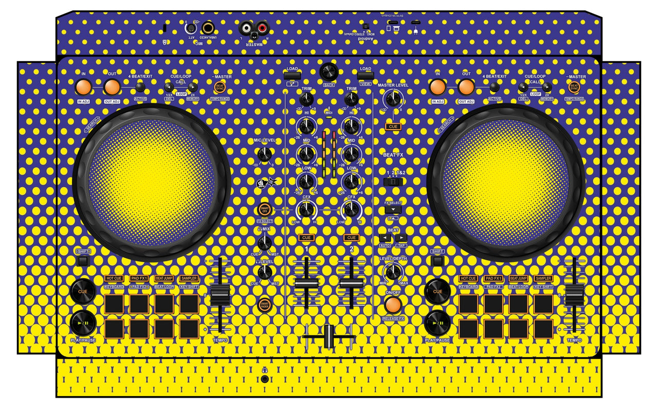 Pioneer DJ DDJ FLX 4 Skin Gradienter Straight Lila / Gelb
