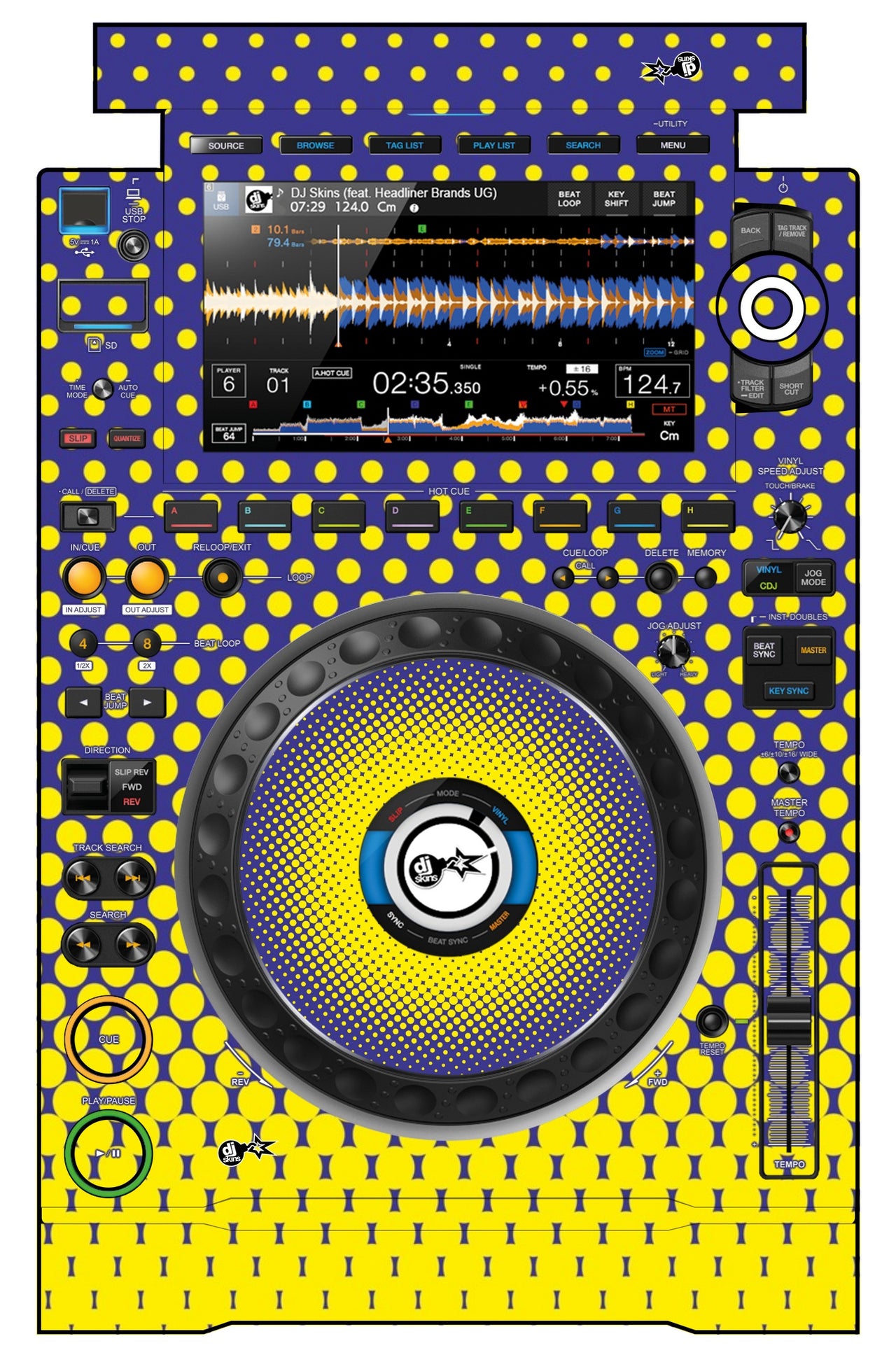 Pioneer DJ CDJ 3000 Skin Gradienter Straight Lila / Gelb