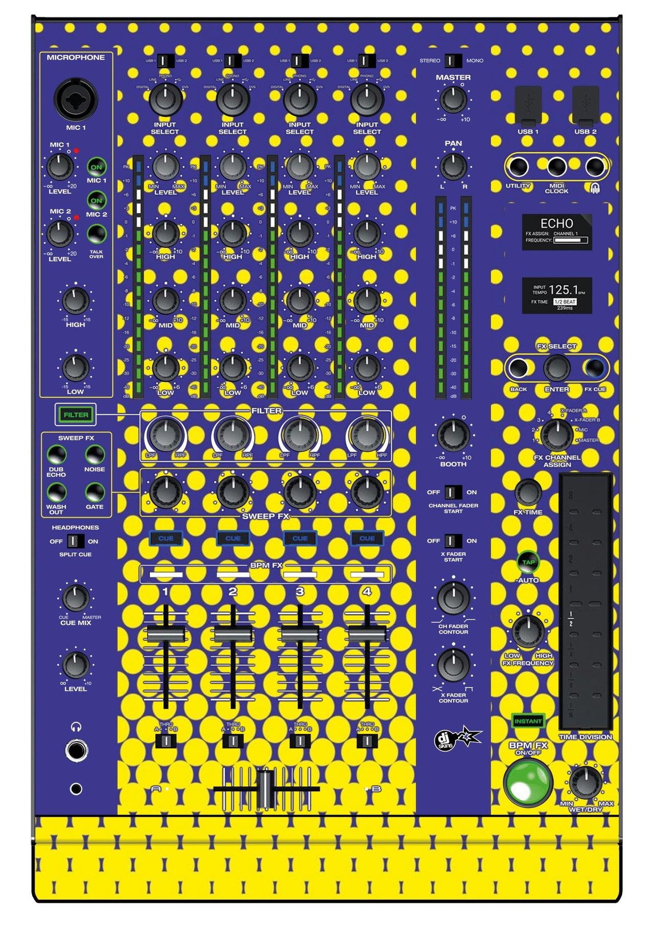 Denon DJ X 1800 Skin Gradienter Straight Lila / Gelb