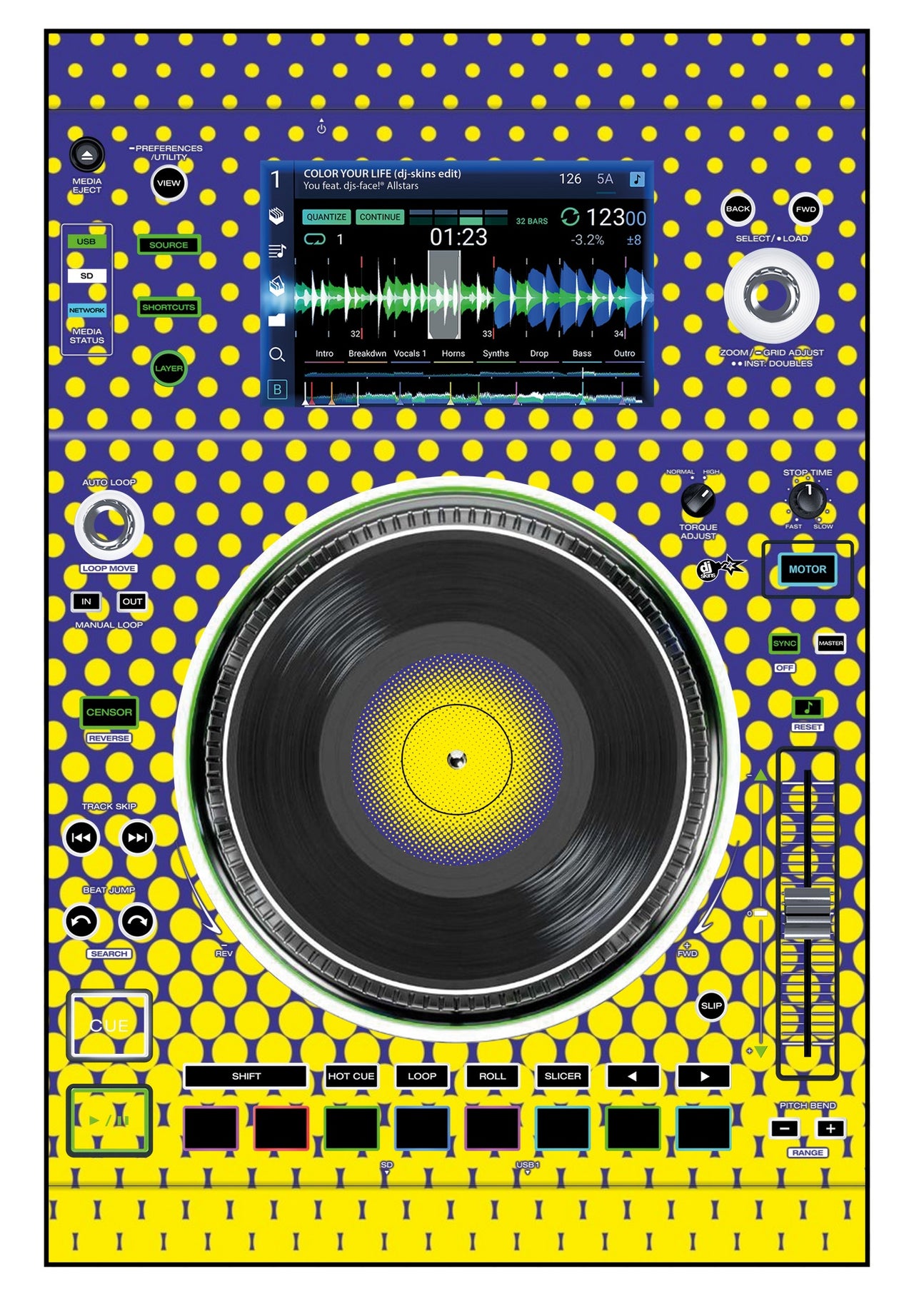 Denon DJ SC 5000 M Skin Gradienter Straight Lila / Gelb