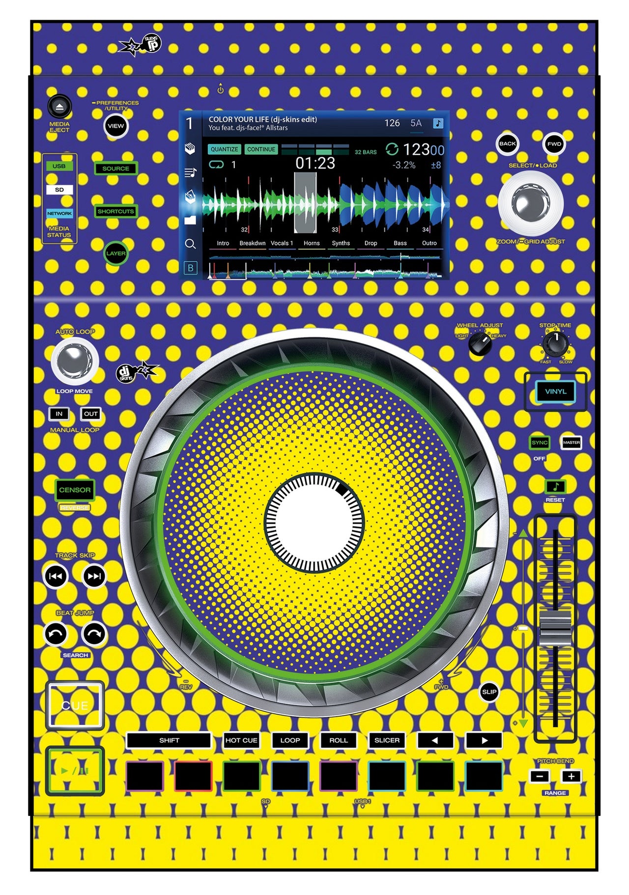 Denon DJ SC 5000 Skin Gradienter Straight Lila / Gelb