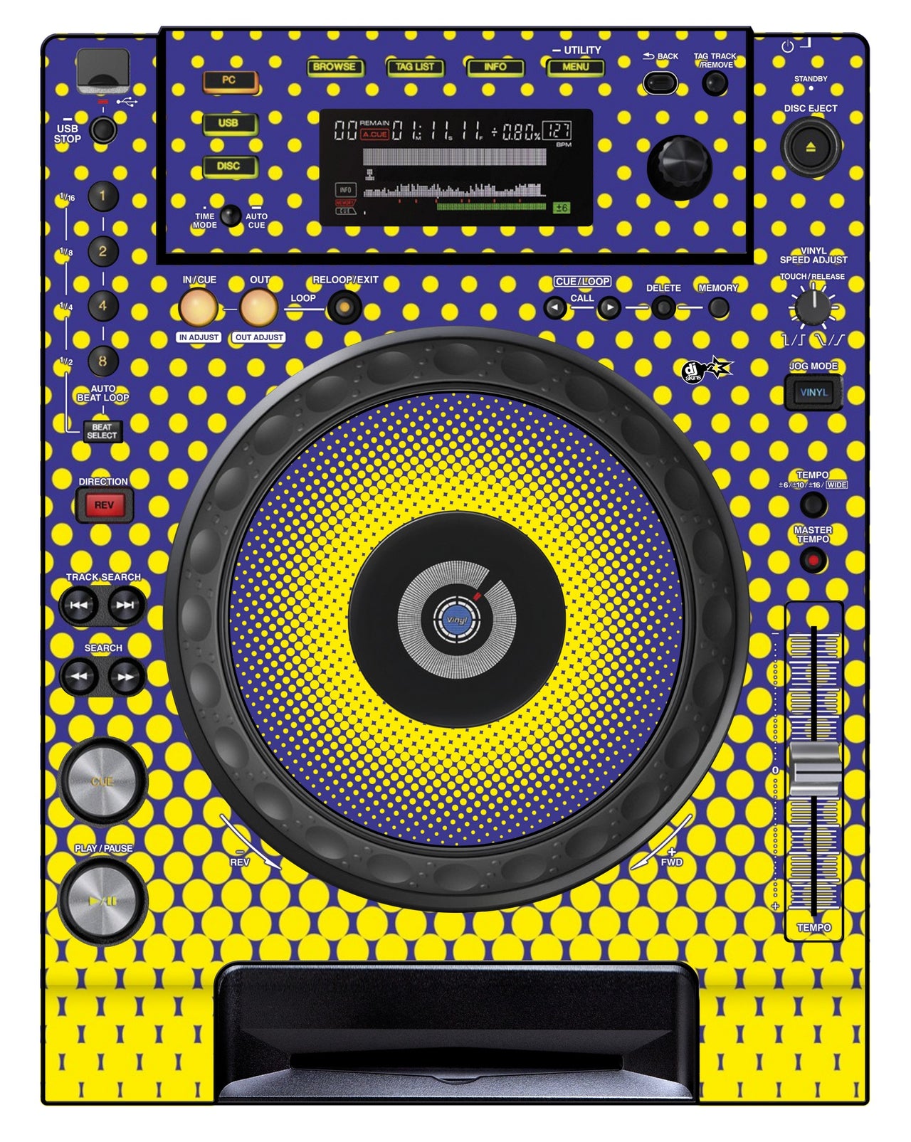 Pioneer DJ CDJ 850 Skin Gradienter Straight Lila / Gelb