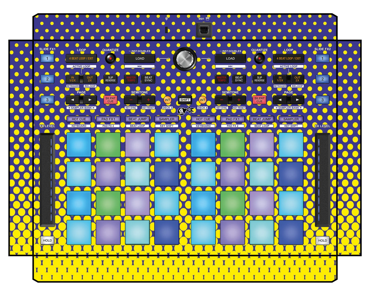 Pioneer DJ DDJ XP 1 Skin Gradienter Straight Lila / Gelb