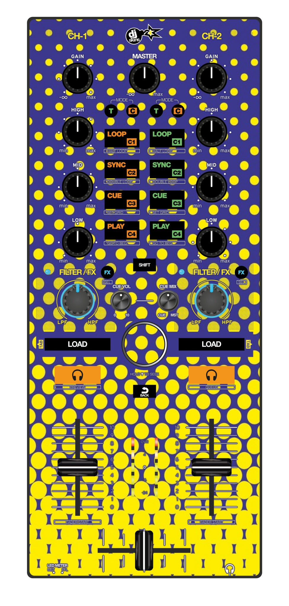 Reloop Mixtour Skin Gradienter Straight Lila / Gelb