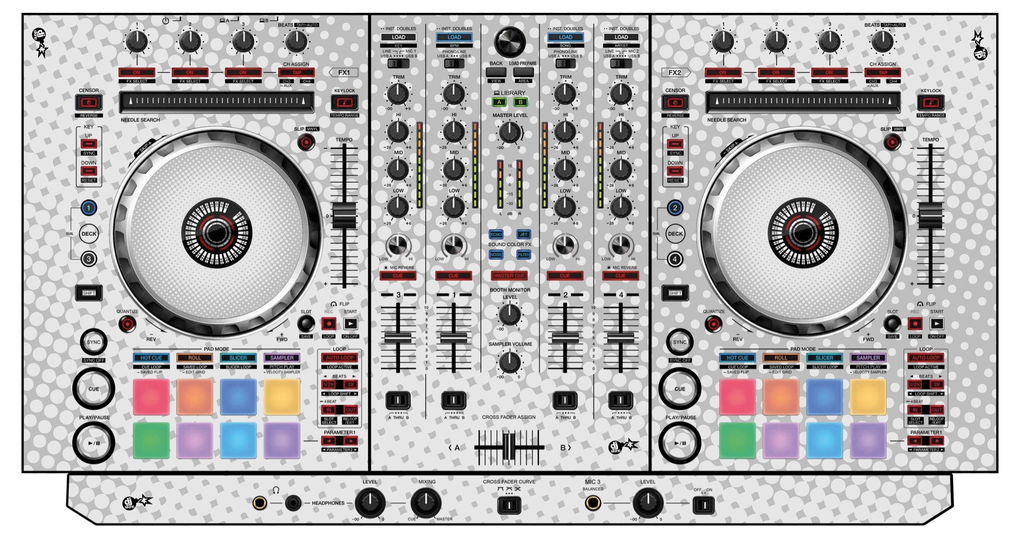 Pioneer DJ DDJ SX 3 Skin Gradienter White