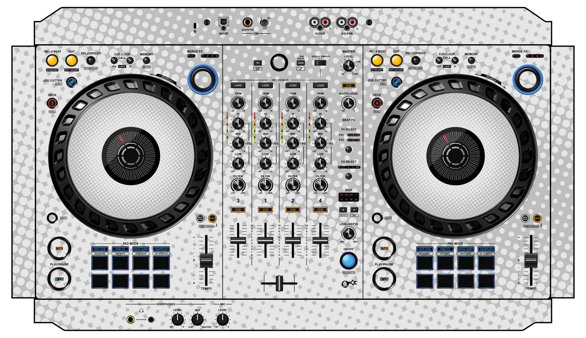 Pioneer DJ DDJ FLX6 Skin Gradienter White