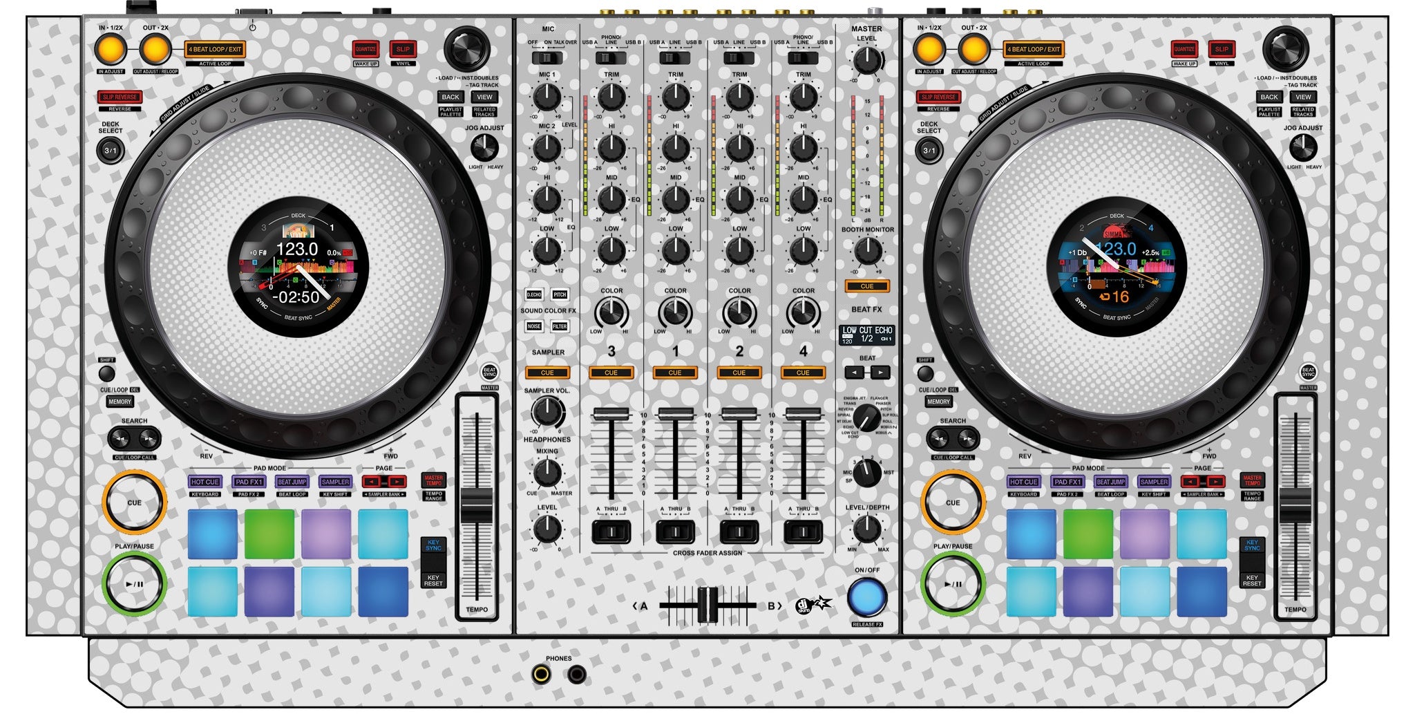 Pioneer DJ DDJ 1000 Skin Gradienter White