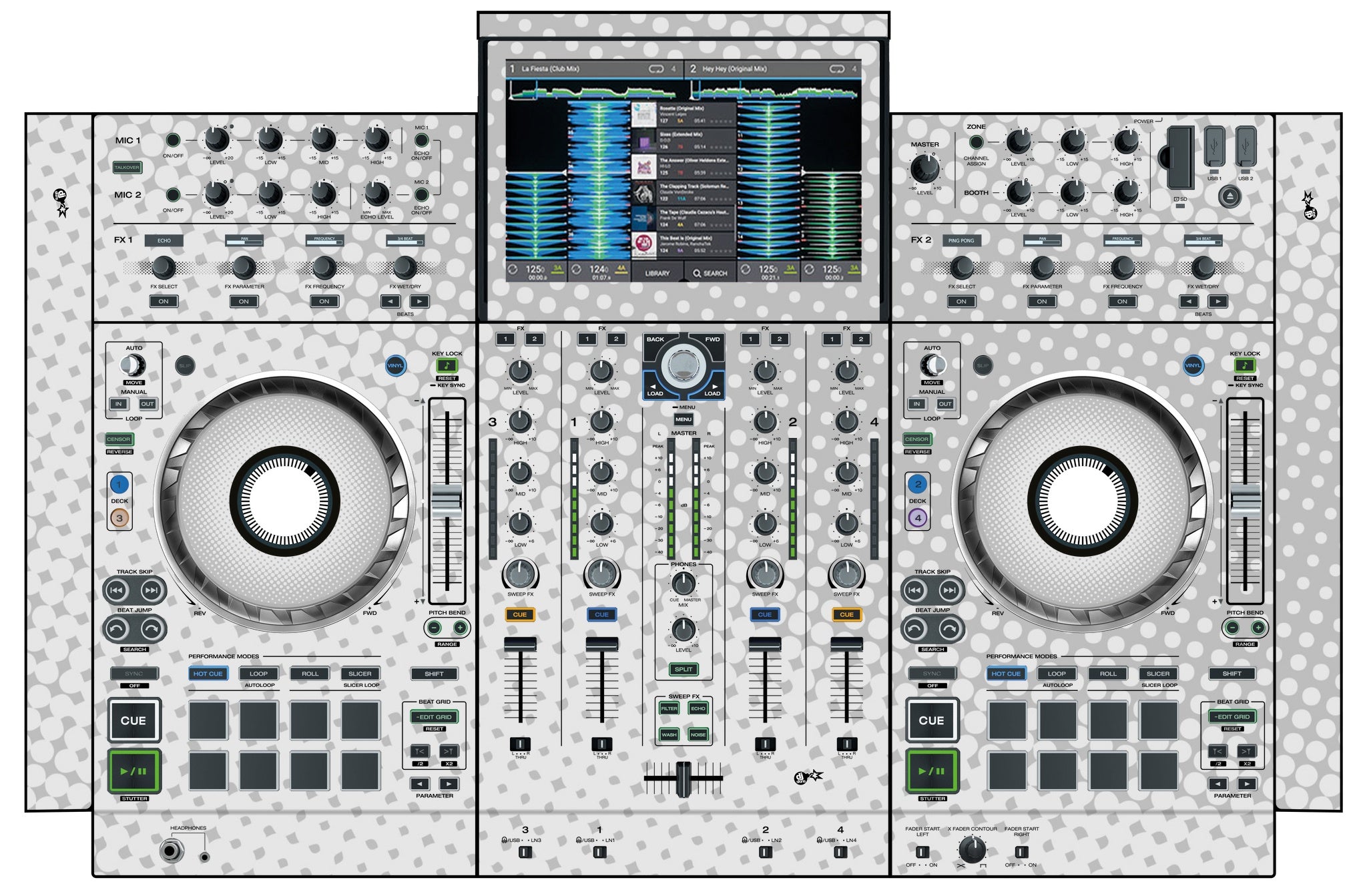 Denon DJ PRIME 4 Skin Gradienter White