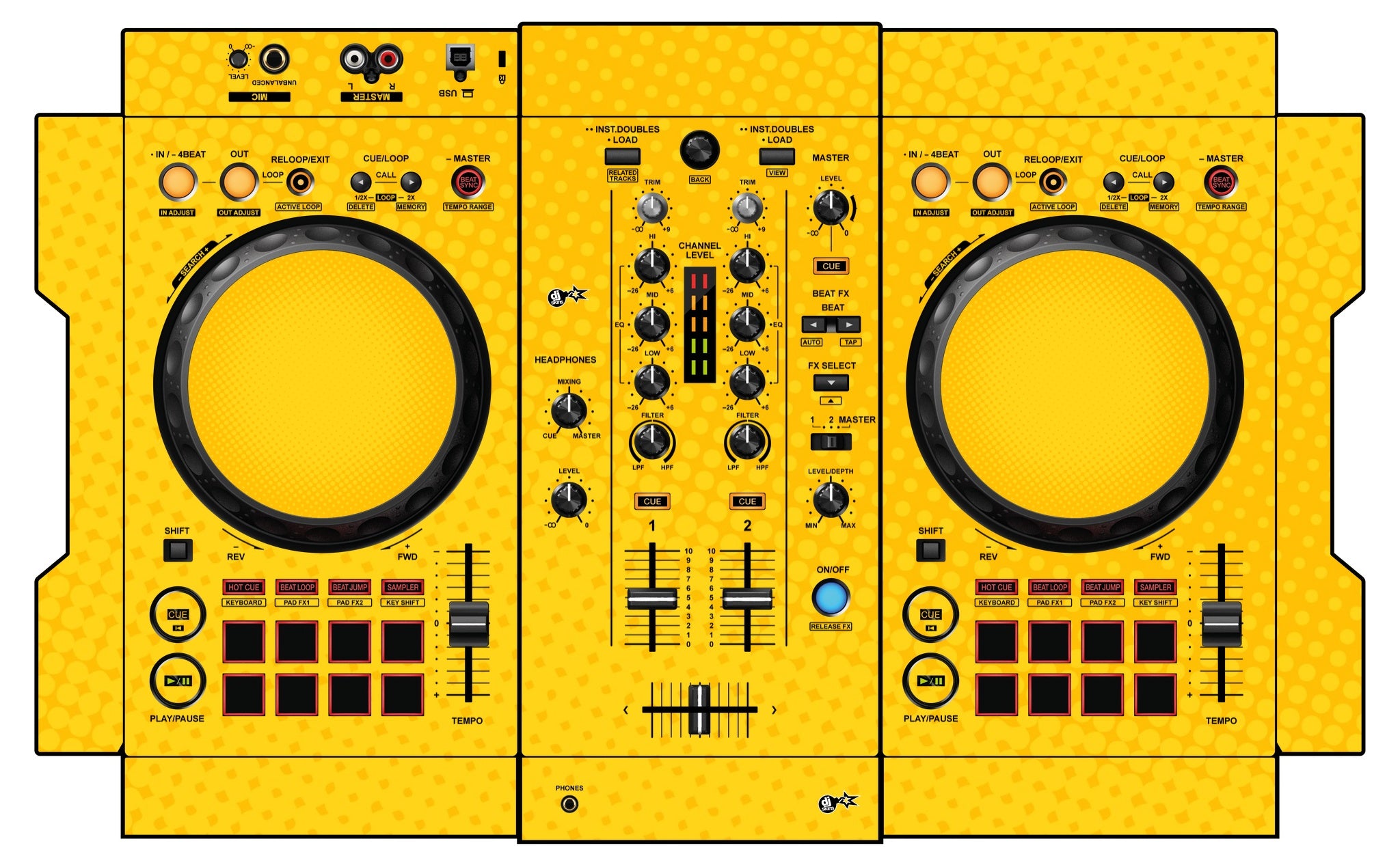 Pioneer DJ DDJ 400 Skin Gradienter Yellow
