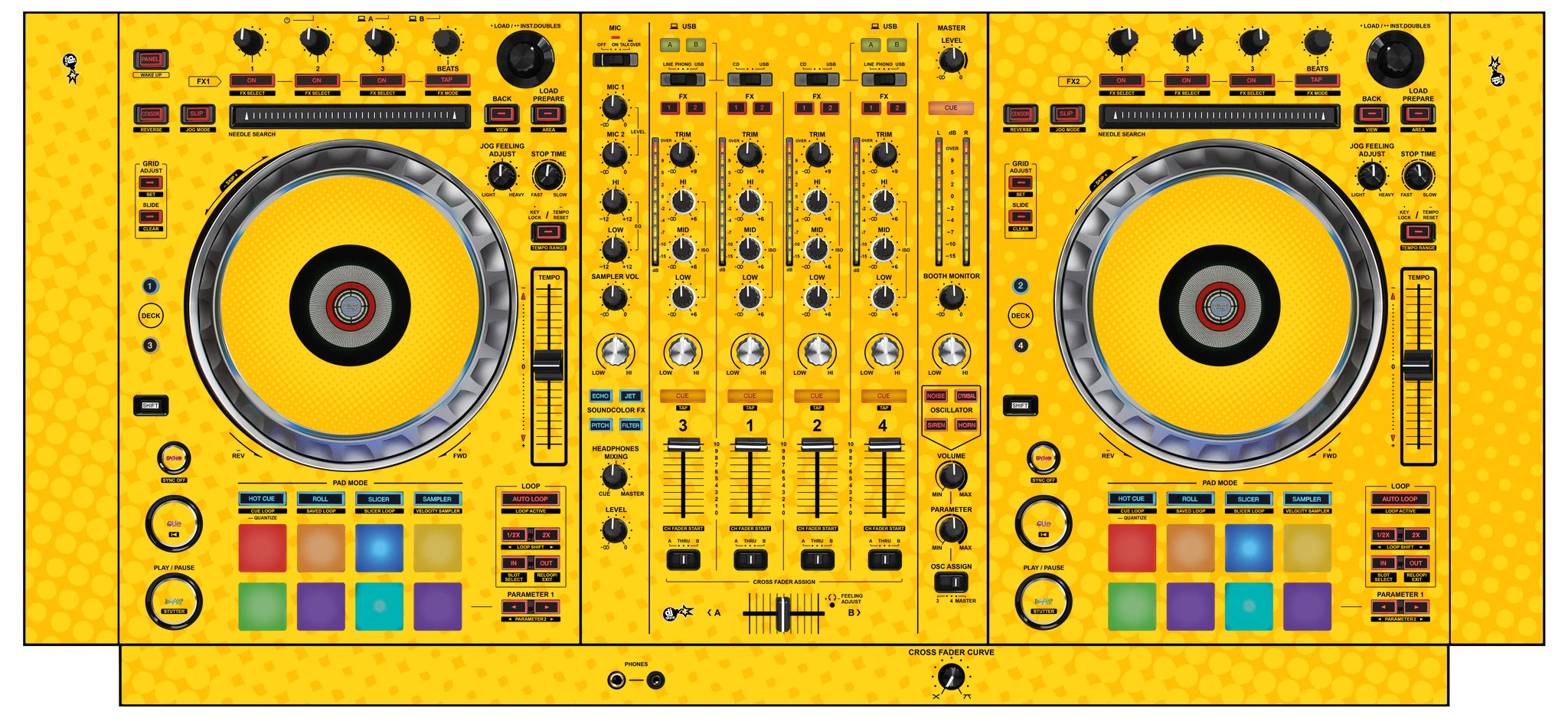 Pioneer DJ DDJ SZ Skin Gradienter Yellow