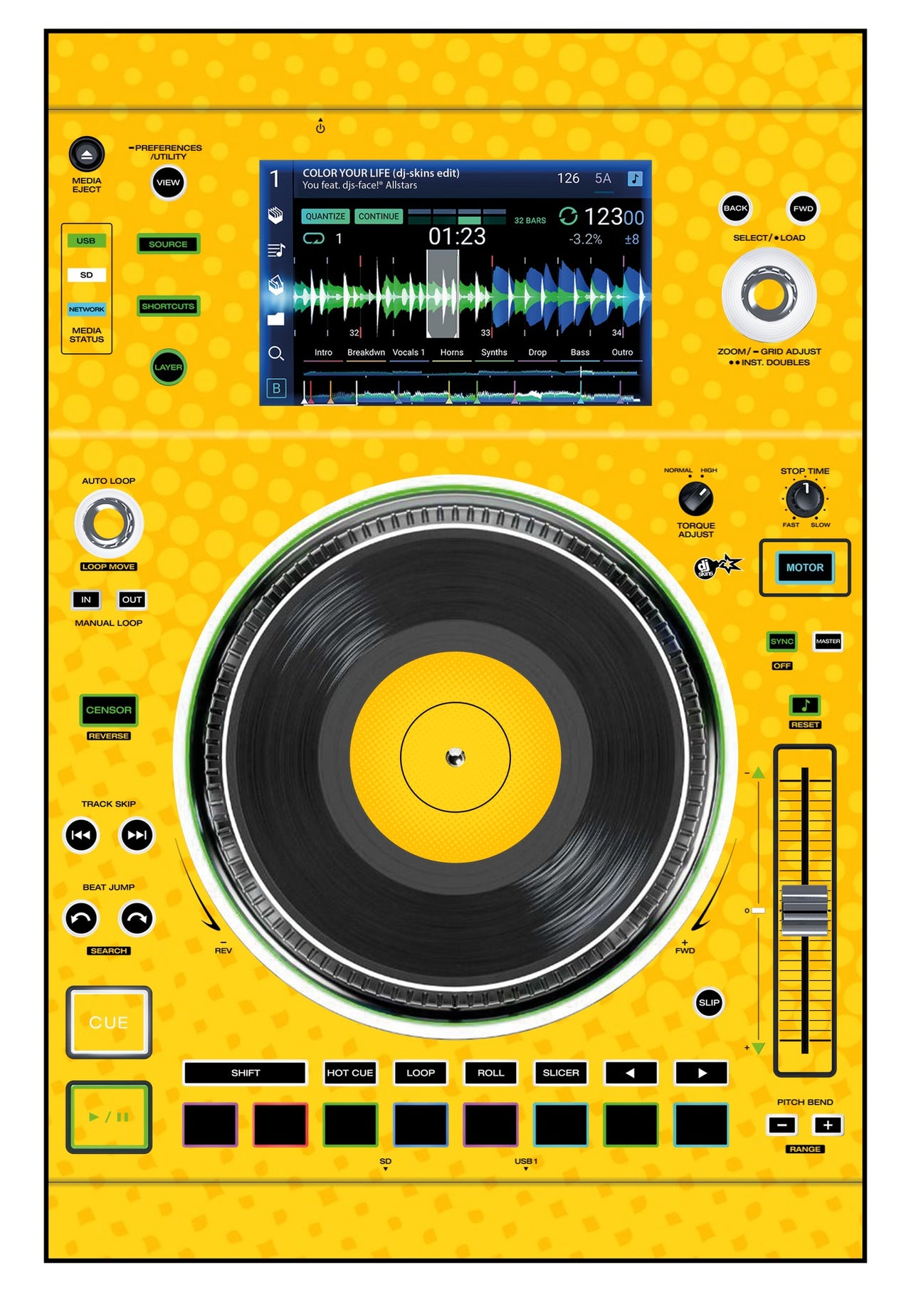 Denon DJ SC 5000 M Skin Gradienter Yellow