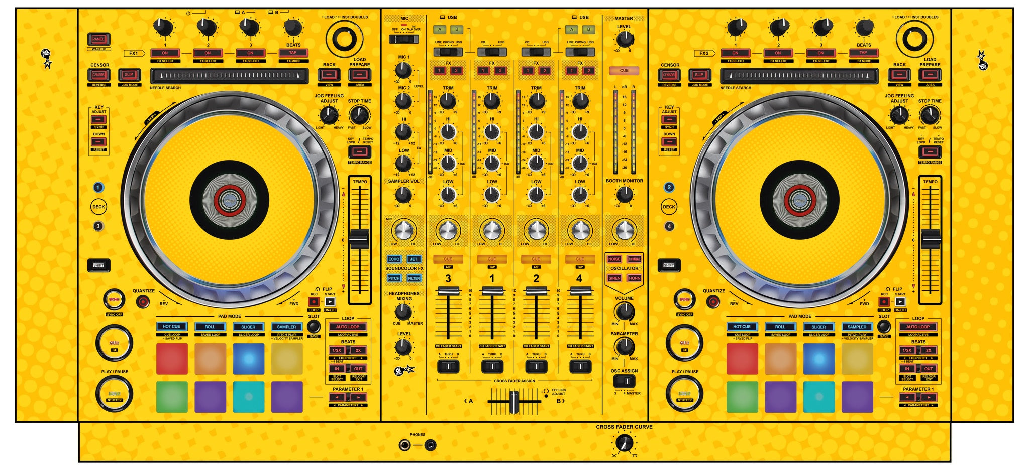 Pioneer DJ DDJ SZ 2 Skin Gradienter Yellow