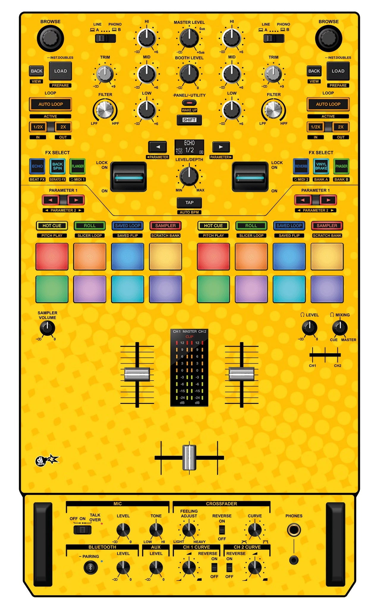 Pioneer DJ DJM S7 Skin Gradienter Yellow