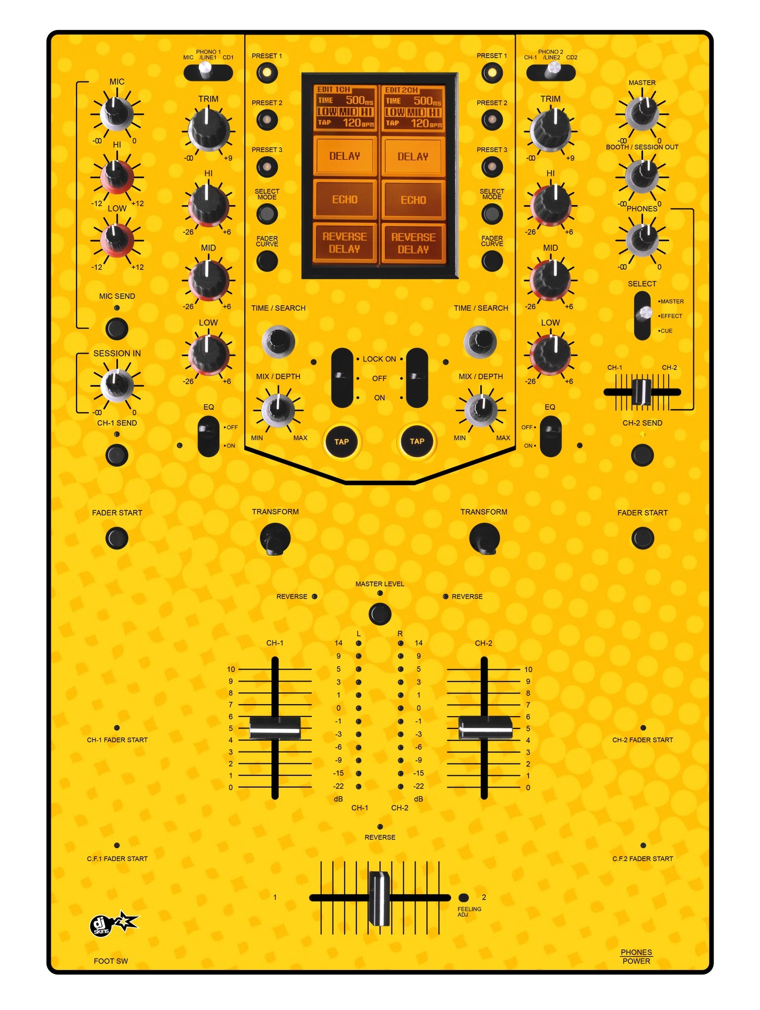 Pioneer DJ DJM 909 Skin Gradienter Yellow