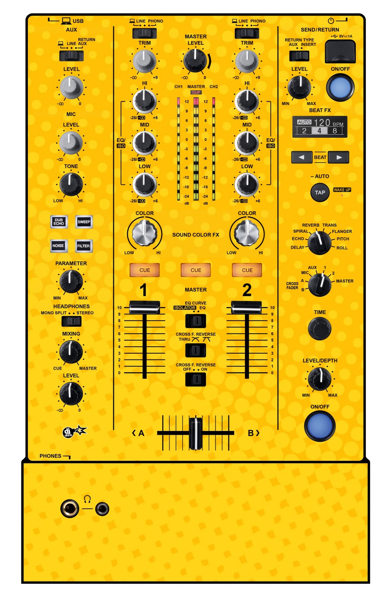 Pioneer DJ DJM 450 Skin Gradienter Yellow