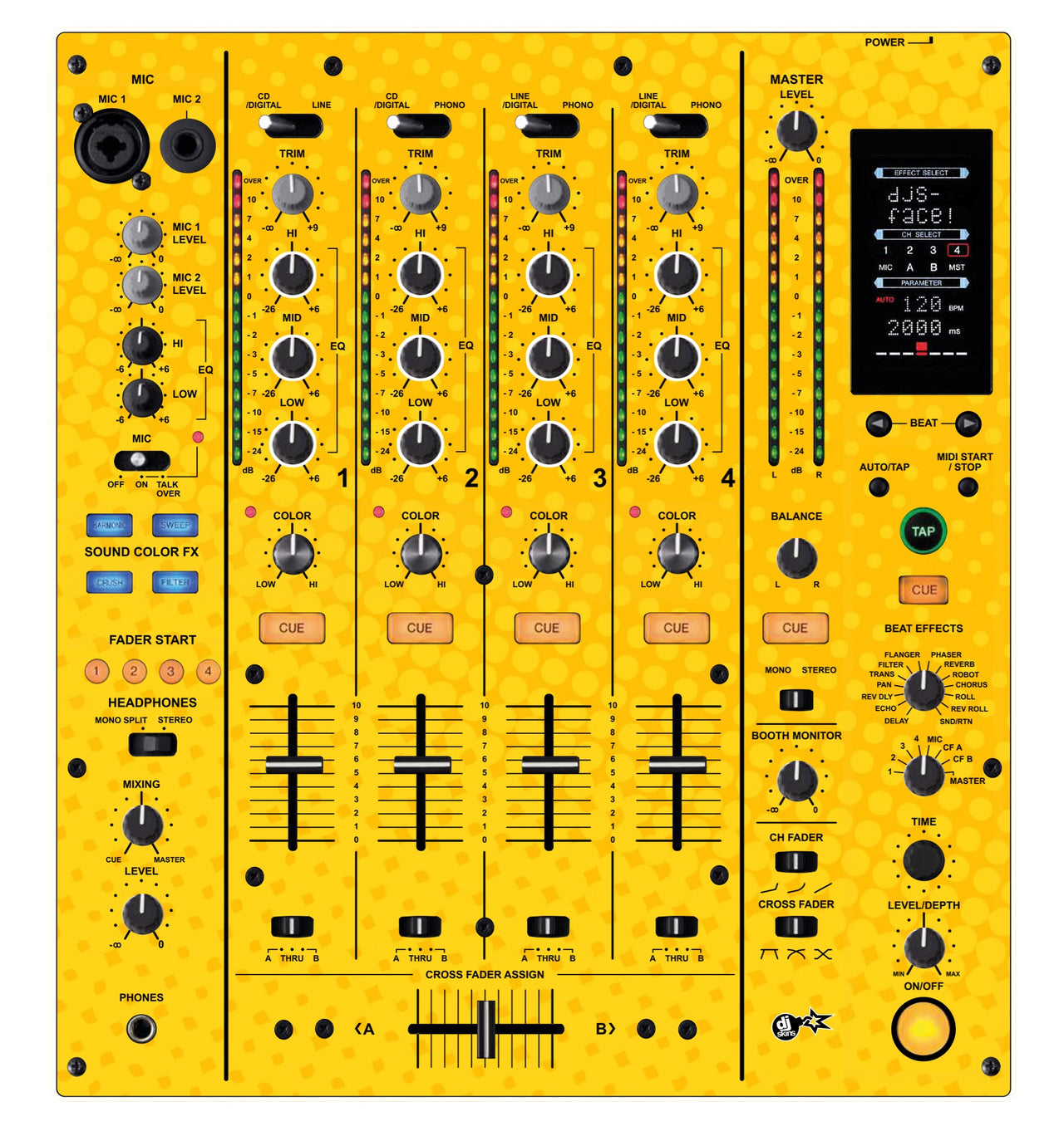 Pioneer DJ DJM 800 Skin Gradienter Yellow