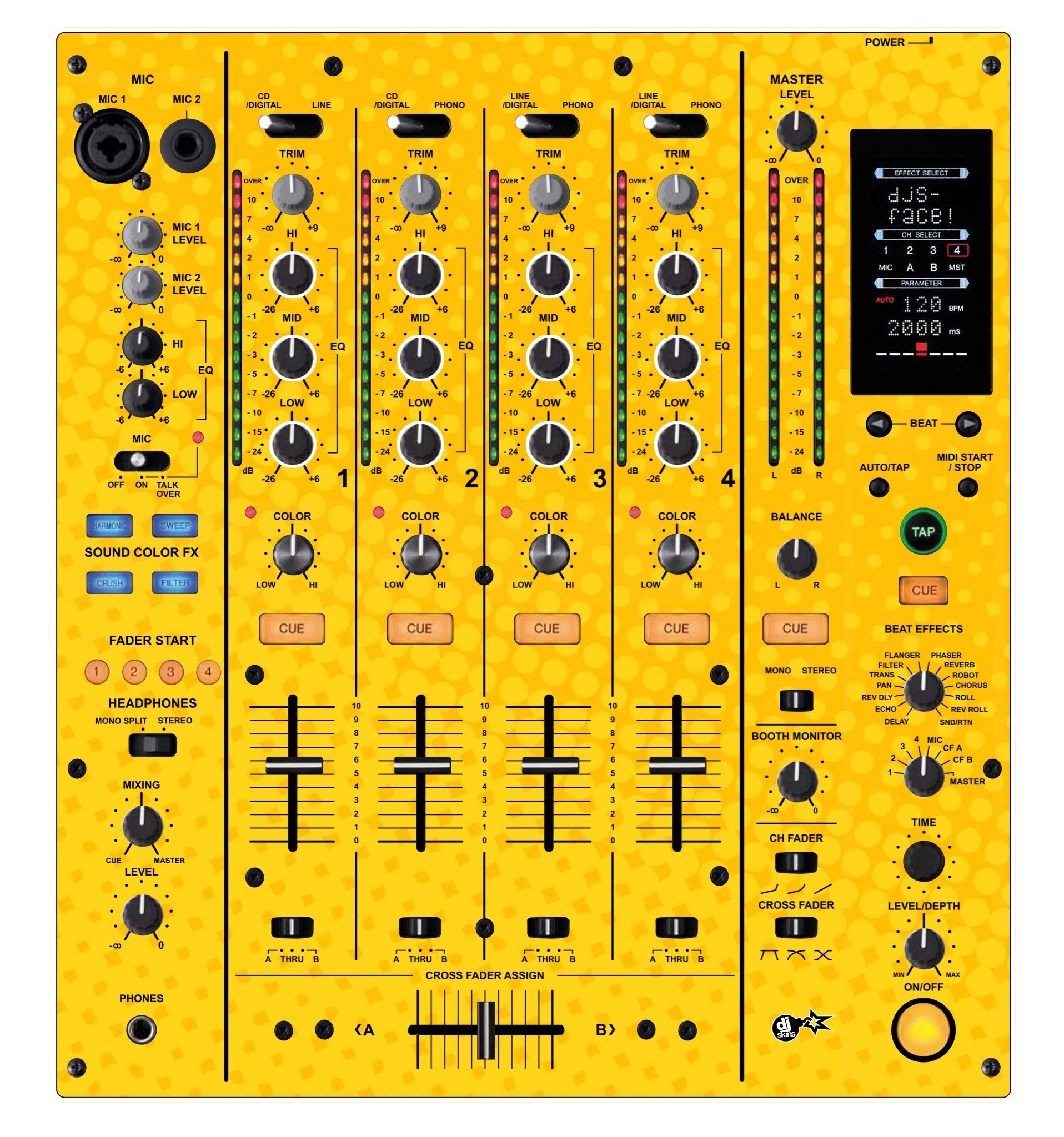 Pioneer DJ DJM 800 Skin Gradienter Yellow