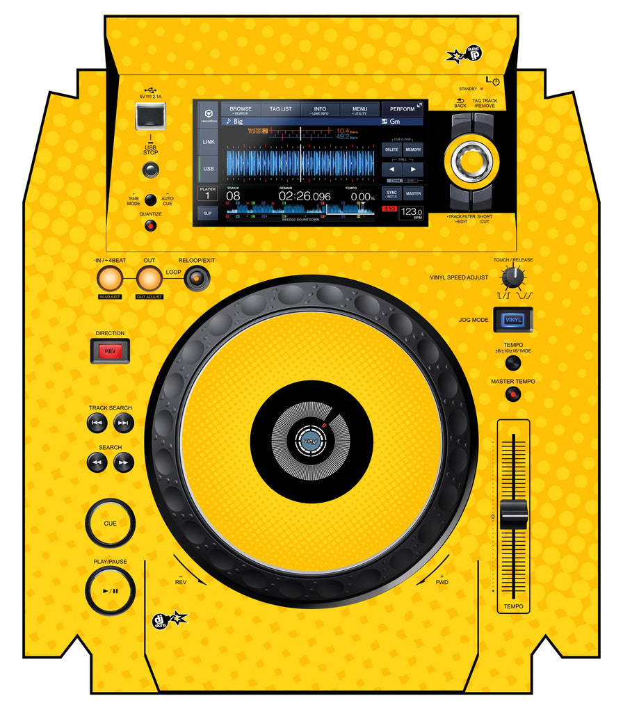 Pioneer DJ XDJ 1000 MK2 Skin Gradienter Yellow