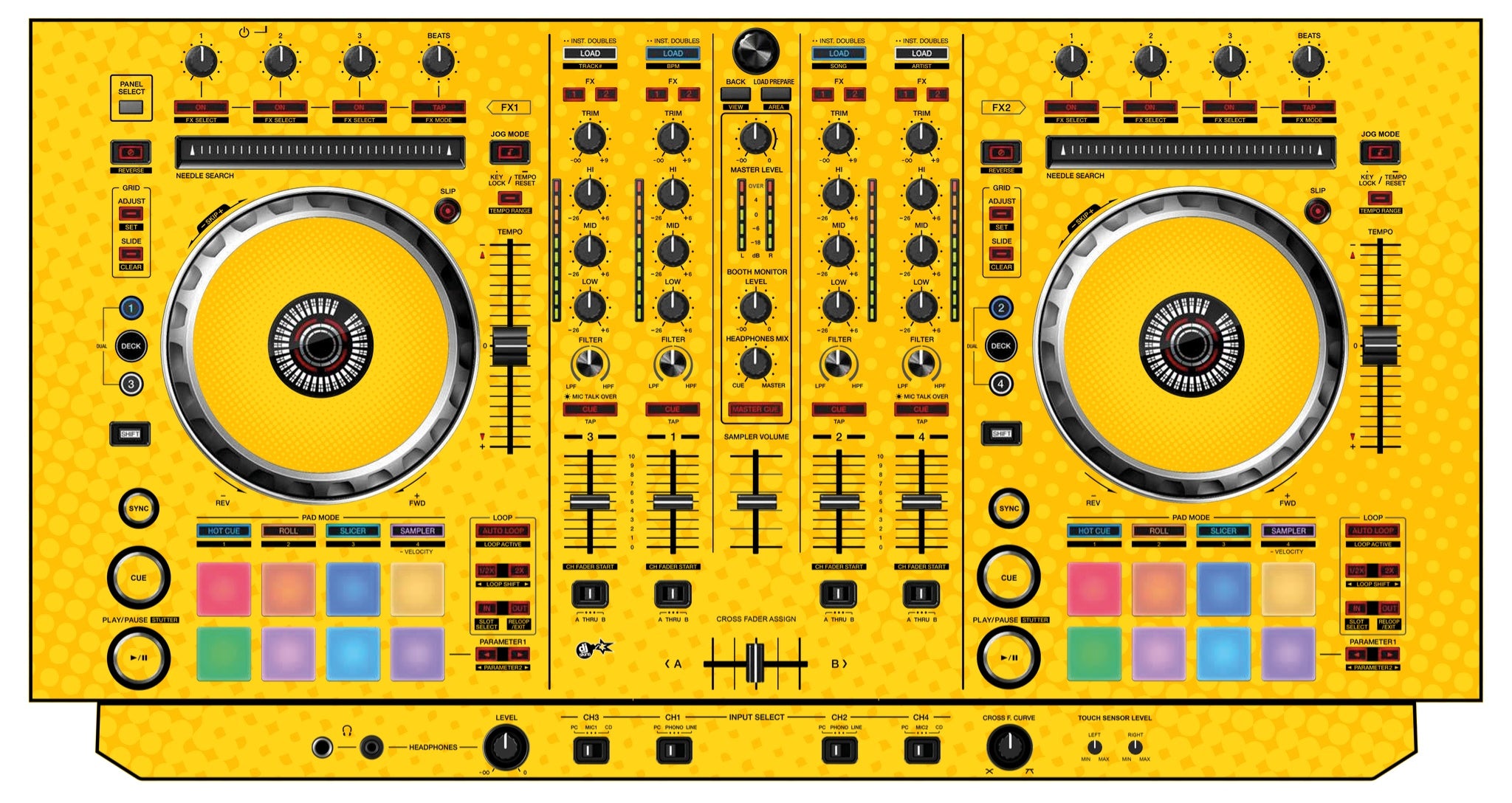 Pioneer DJ DDJ SX Skin Gradienter Yellow