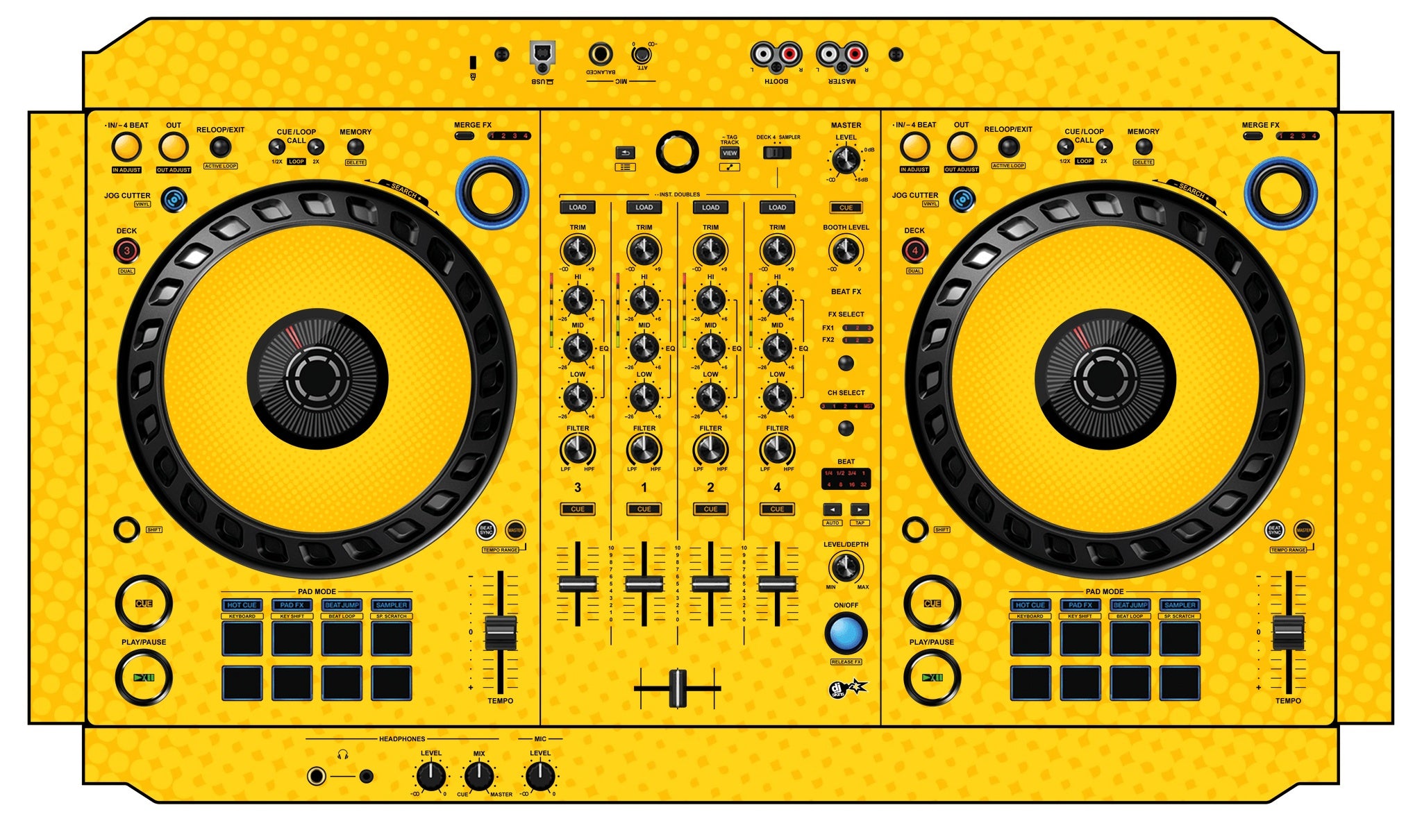 Pioneer DJ DDJ FLX6 Skin Gradienter Yellow