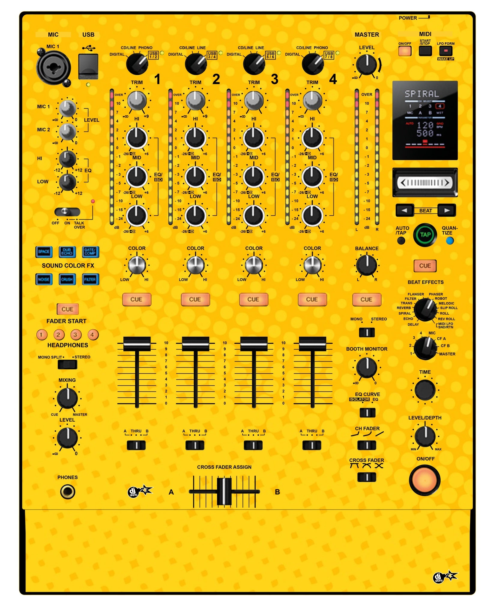 Pioneer DJ DJM 900 NEXUS Skin Gradienter Yellow
