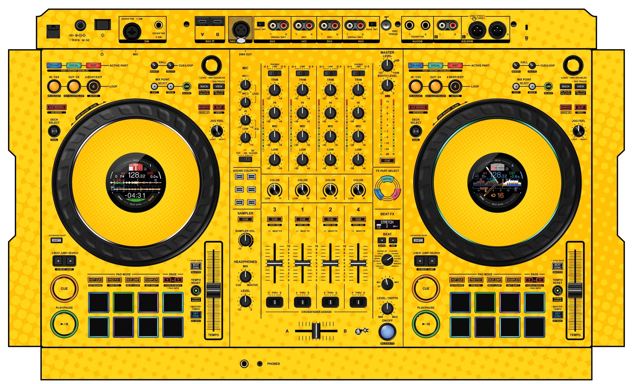 Pioneer DJ DDJ FLX10 Skin Gradienter Yellow