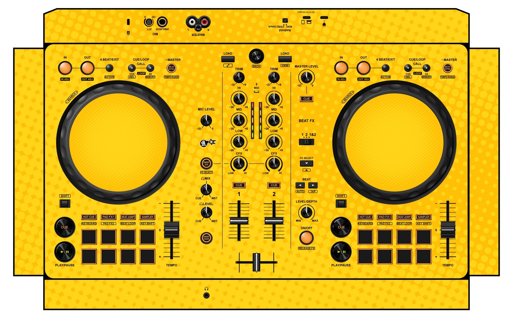 Pioneer DJ DDJ FLX 4 Skin Gradienter Yellow