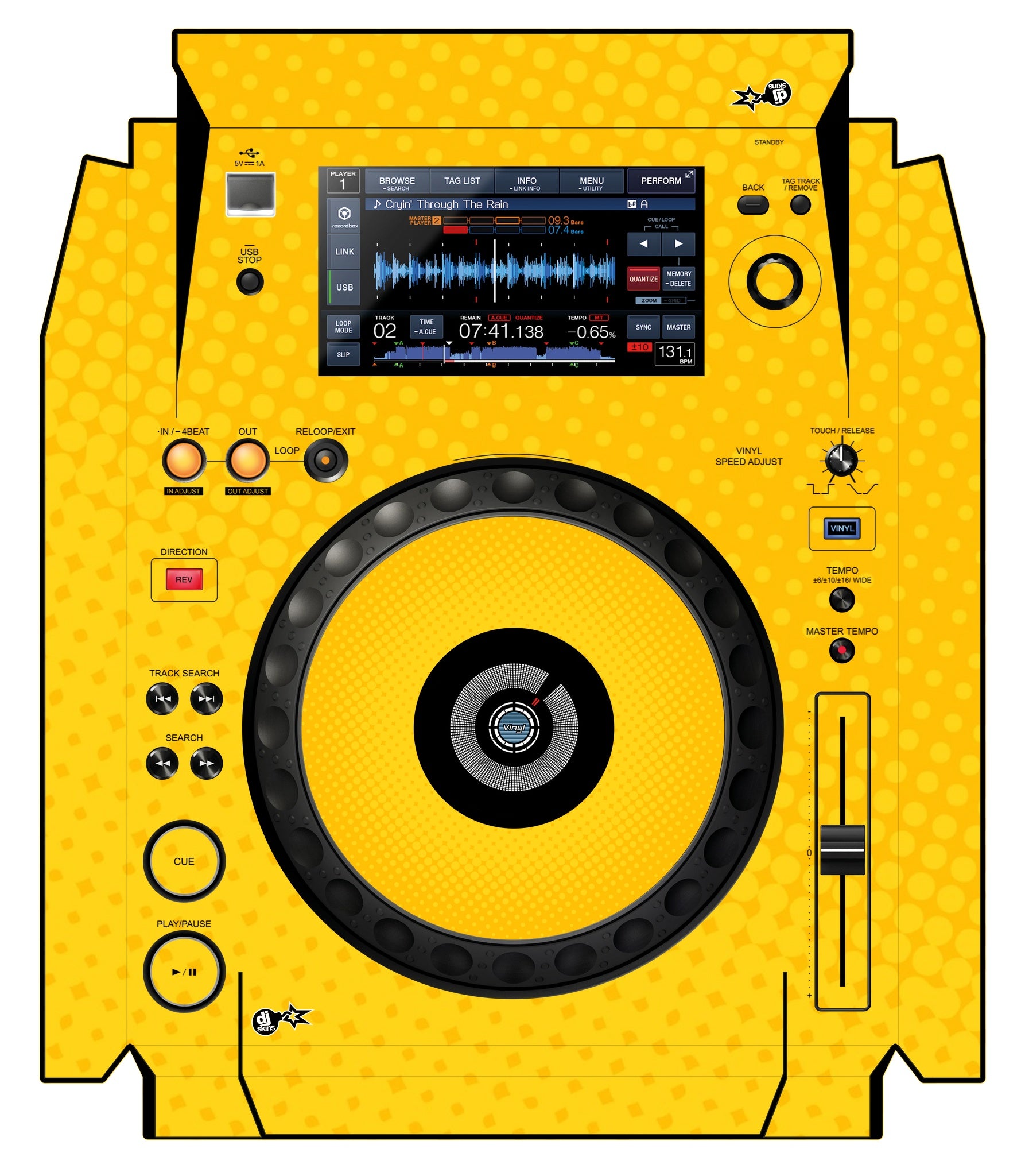 Pioneer DJ XDJ 1000 Skin Gradienter Yellow