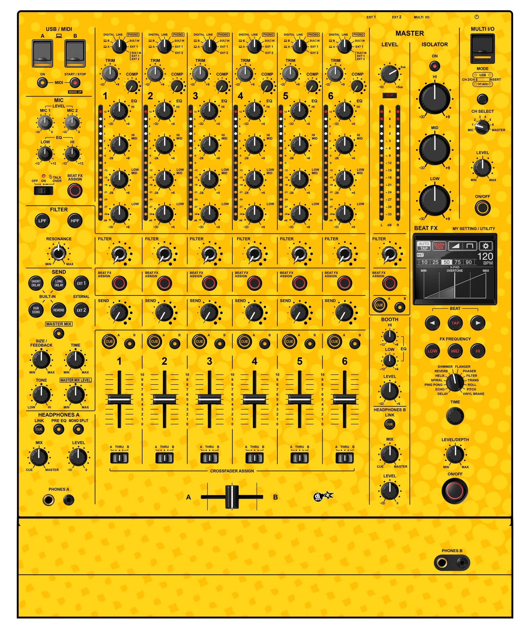 Pioneer DJ DJM V10 Skin Gradienter Yellow