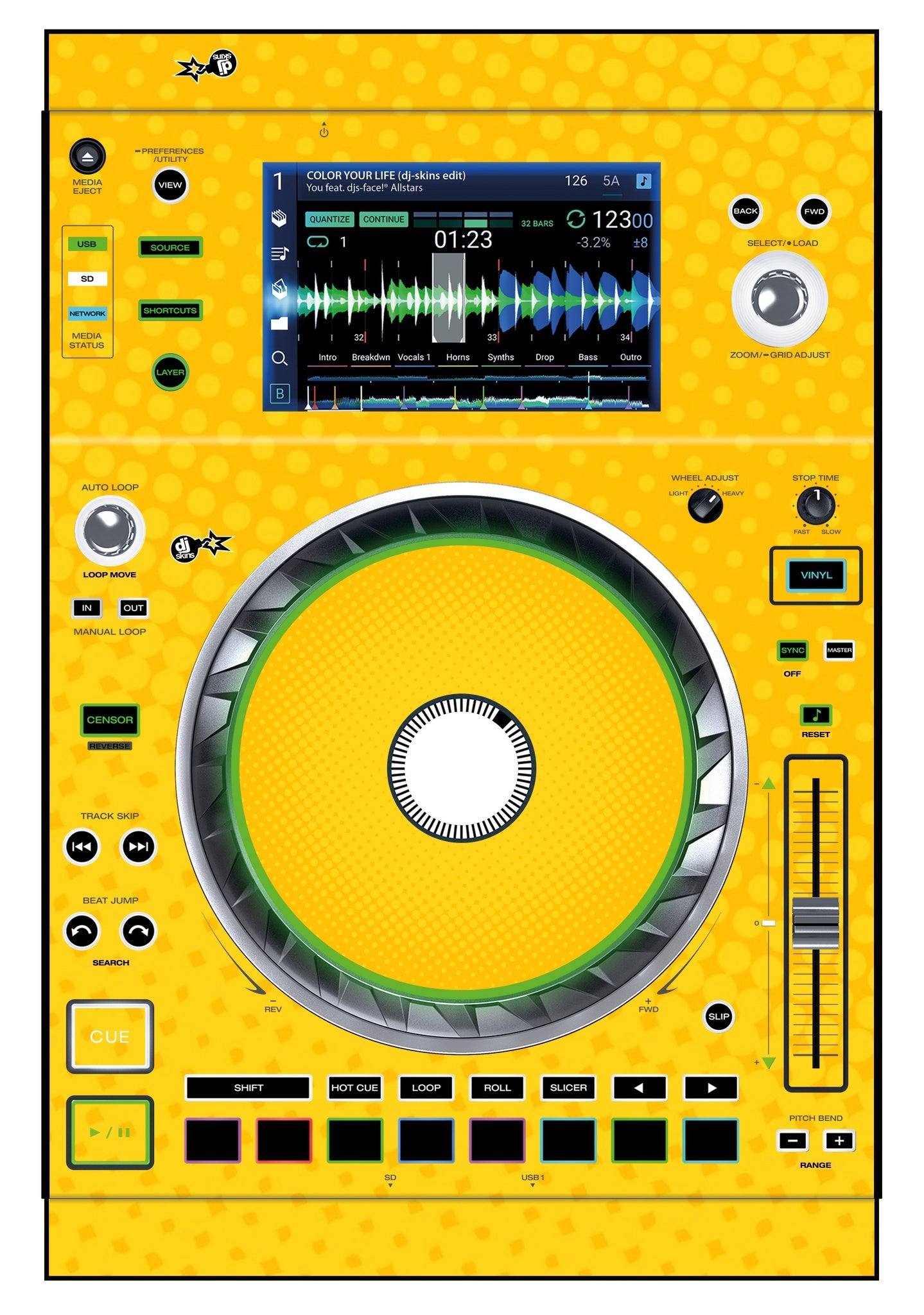 Denon DJ SC 5000 Skin Gradienter Yellow