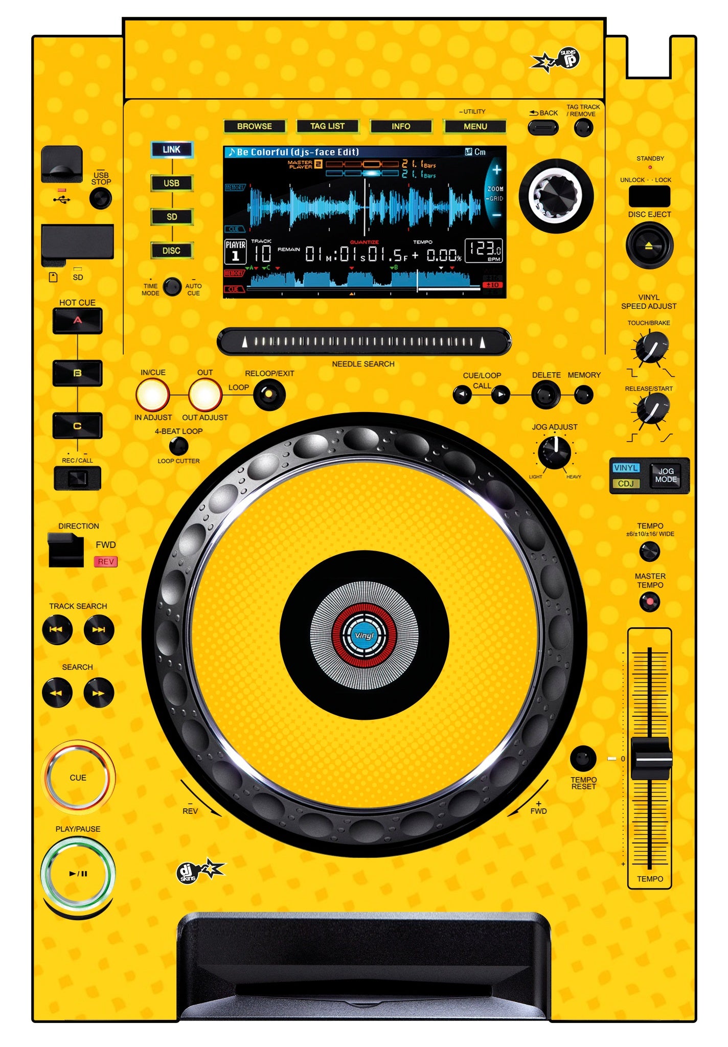 Pioneer DJ CDJ 2000 Skin Gradienter Yellow