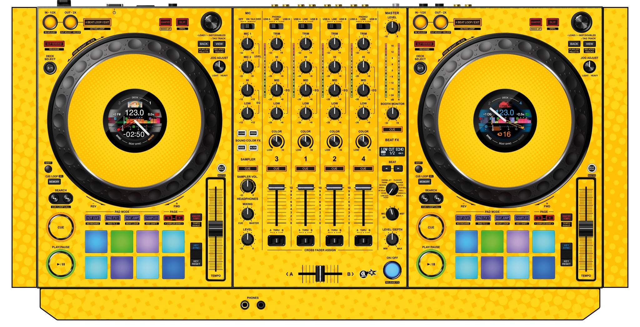 Pioneer DJ DDJ 1000 Skin Gradienter Yellow