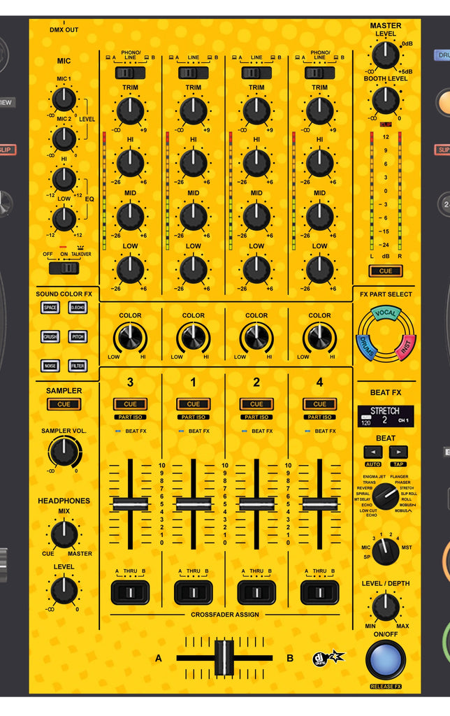 Pioneer DJ DDJ FLX10 MIXER Skin Gradienter Yellow