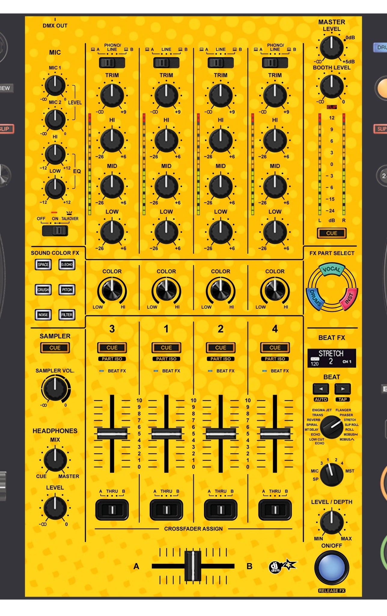 Pioneer DJ DDJ FLX10 MIXER Skin Gradienter Yellow