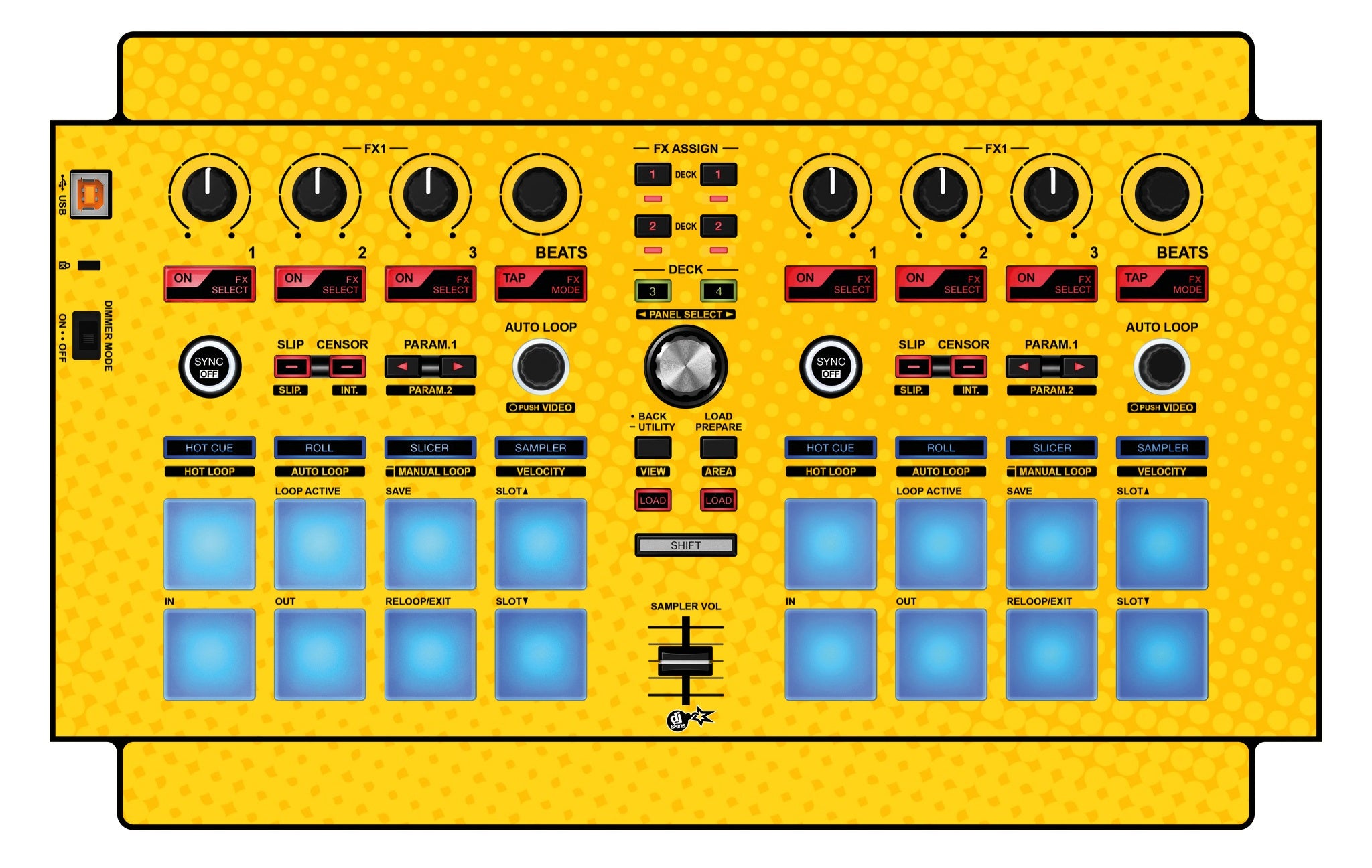 Pioneer DJ DDJ SP 1 Skin Gradienter Yellow