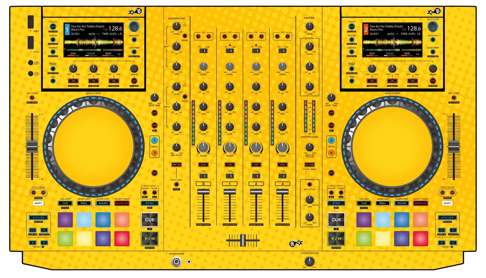 Denon DJ MCX 8000 Skin Gradienter Yellow