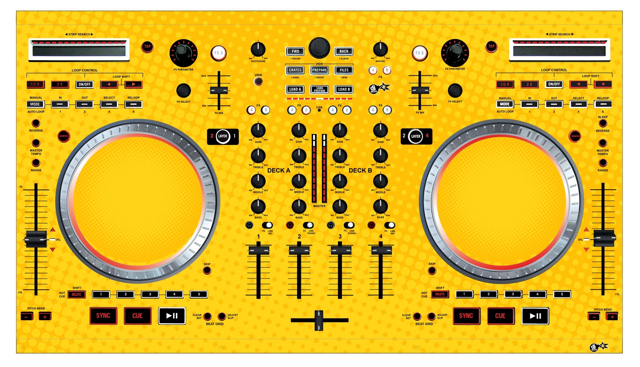 Numark NS 6 Skin Gradienter Yellow