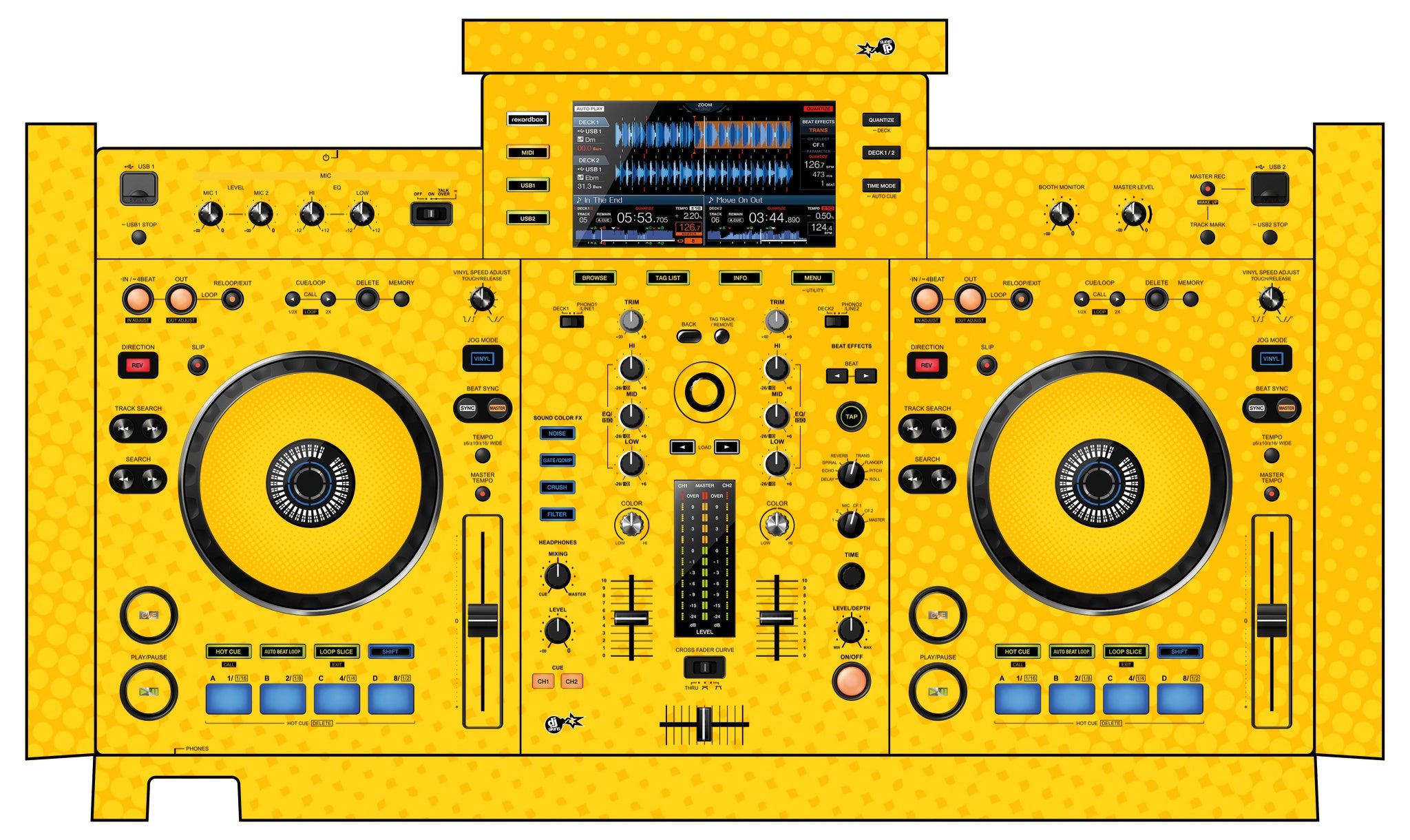 Pioneer DJ XDJ RX Skin Gradienter Yellow