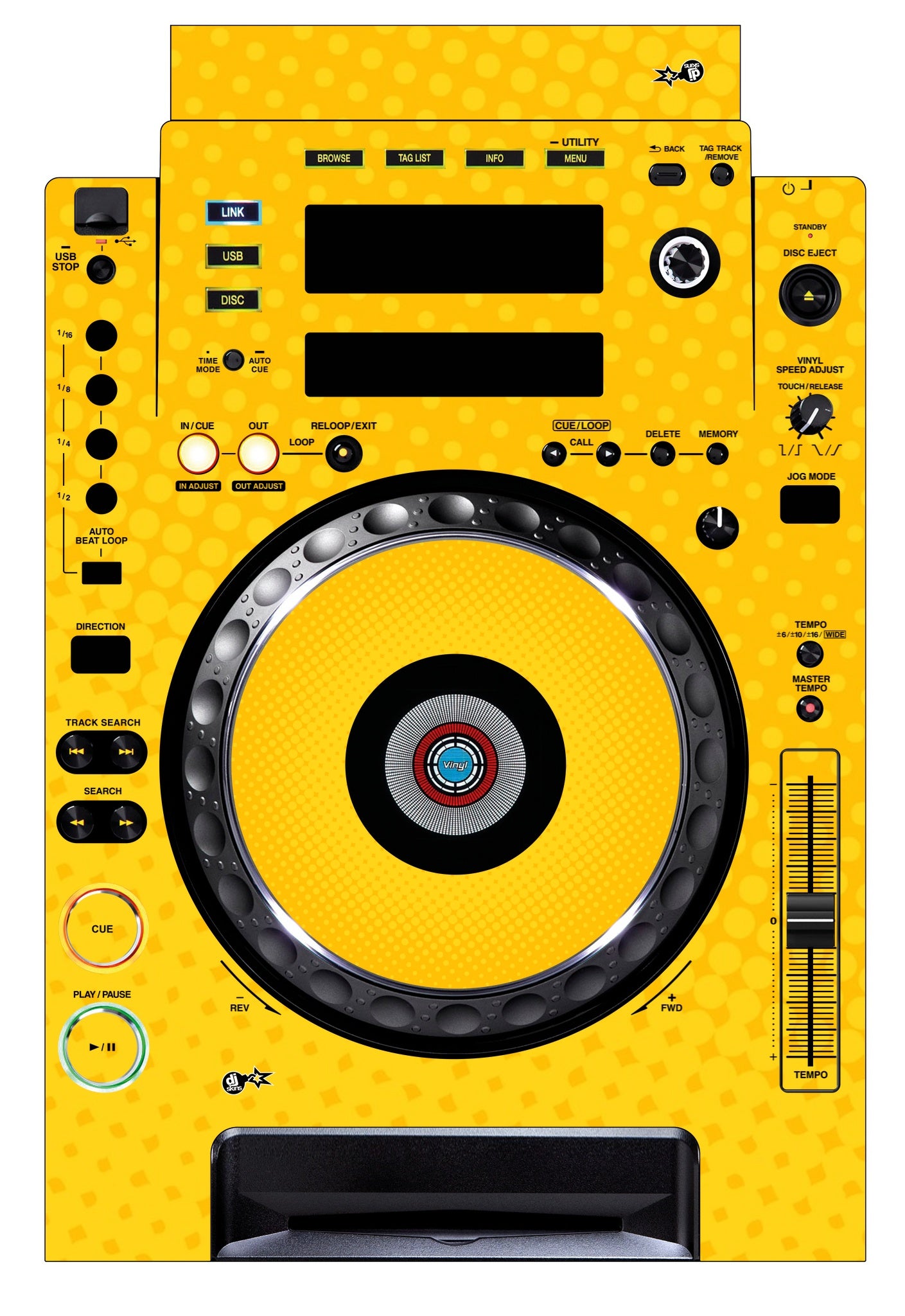 Pioneer DJ CDJ 900 Skin Gradienter Yellow