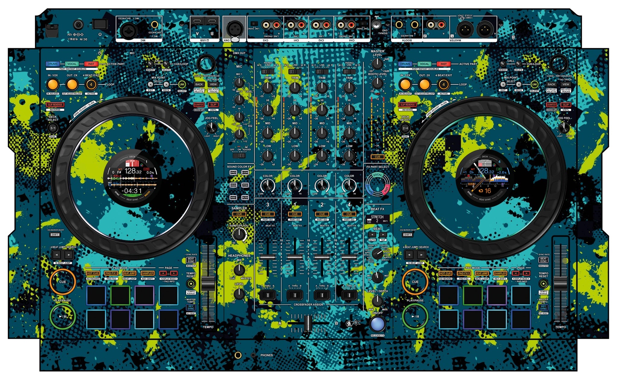 Pioneer DJ DDJ FLX10 Skin Conflict Green